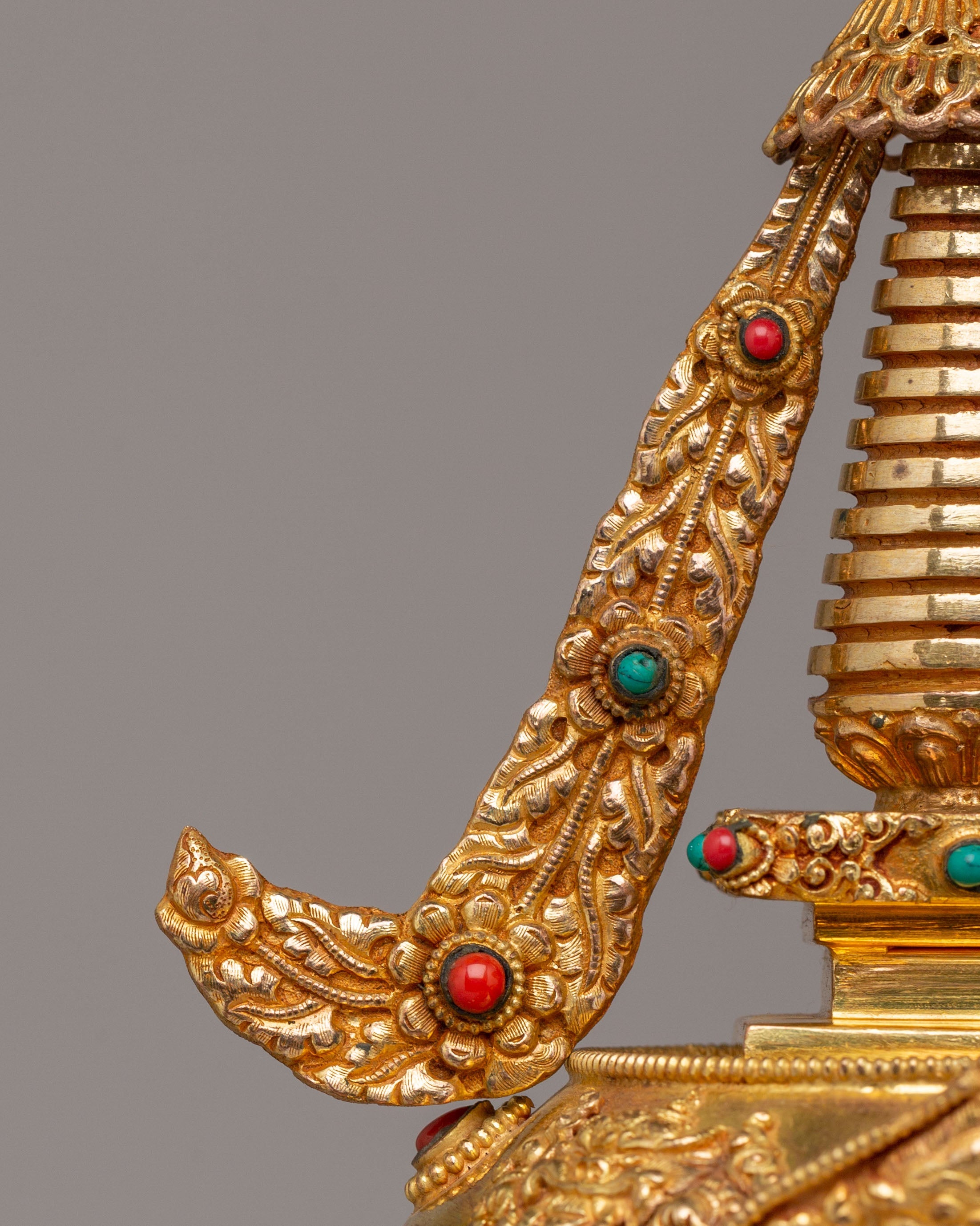 Tibetan Ritual Enlightenment Stupa | Gold Plated Copper Stupa