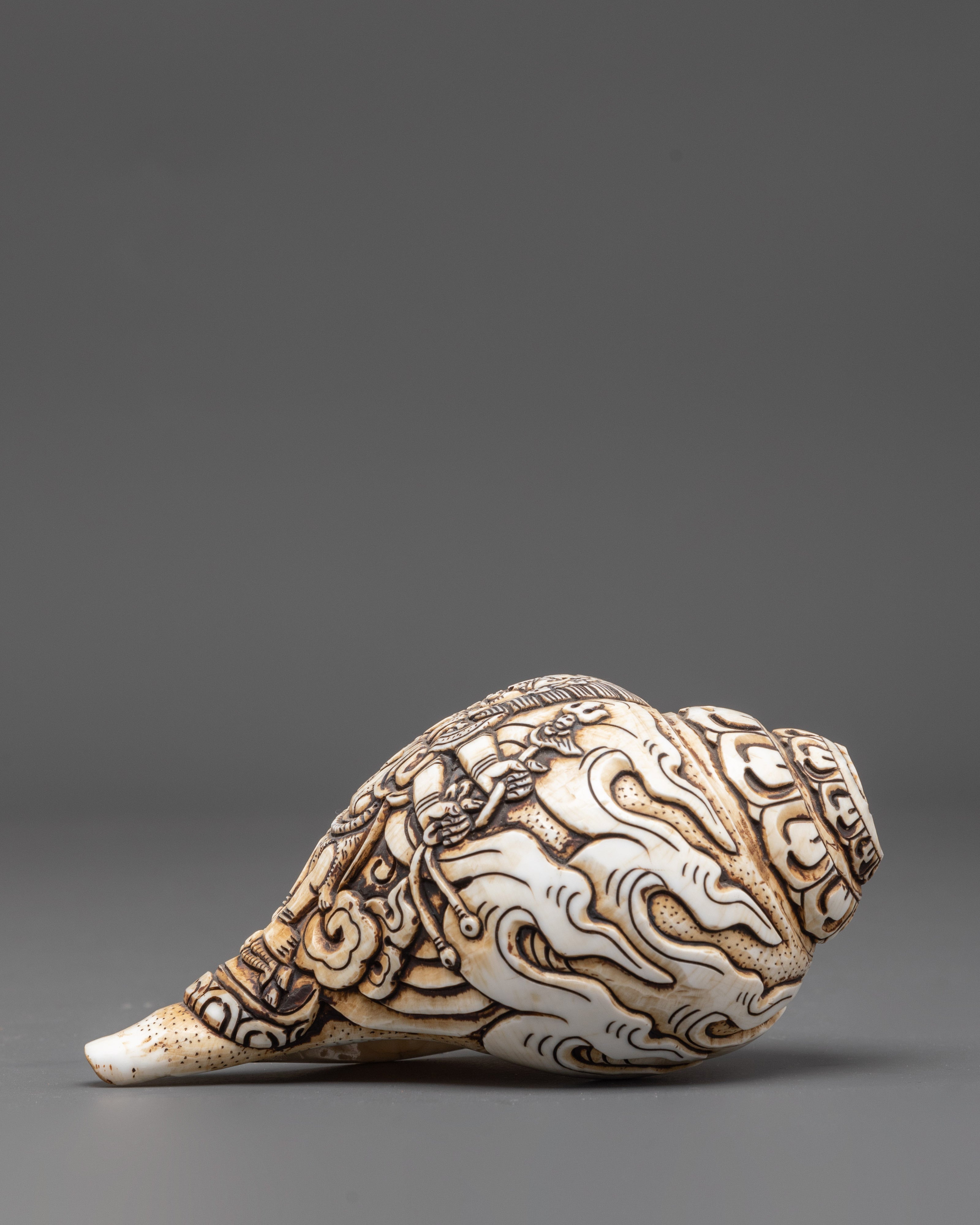 Hand Craved Six Armed Mahakala Conch | Symbol of Wisdom