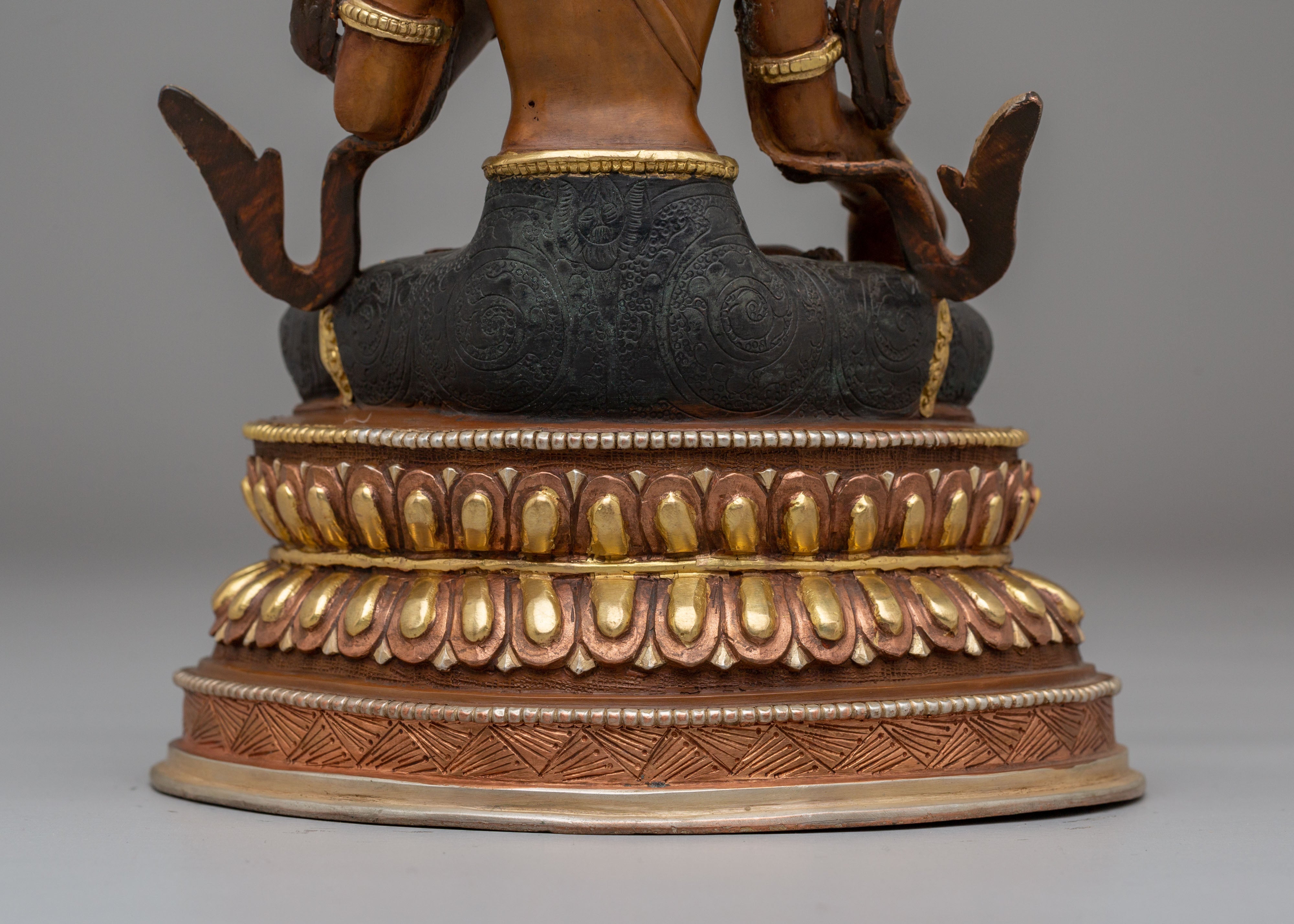 Handcrafted Tibetan White Tara Copper Statue | Spiritual Goddess Statue