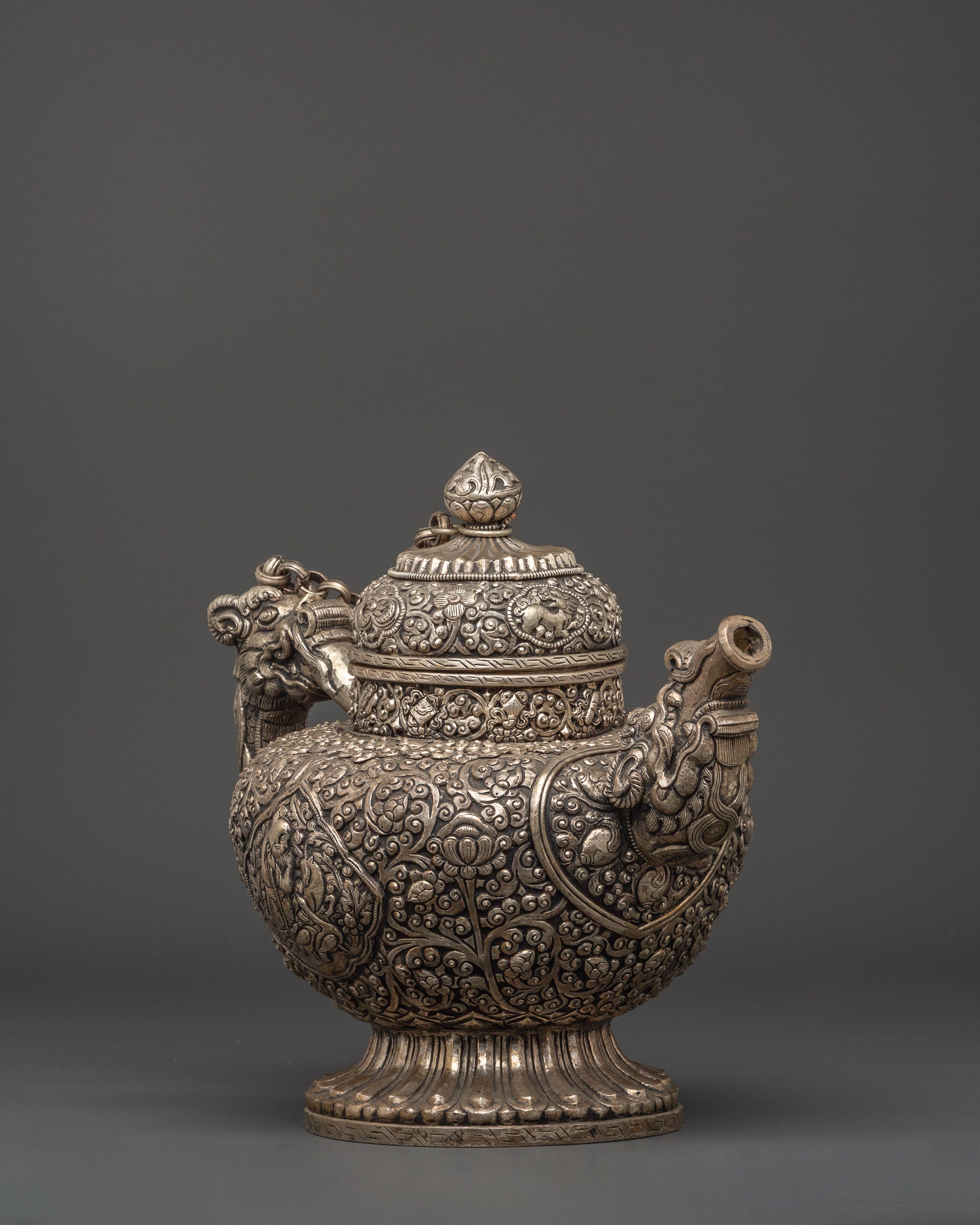 Tibetan Silver Plated Teapot | Spiritual Home Decor