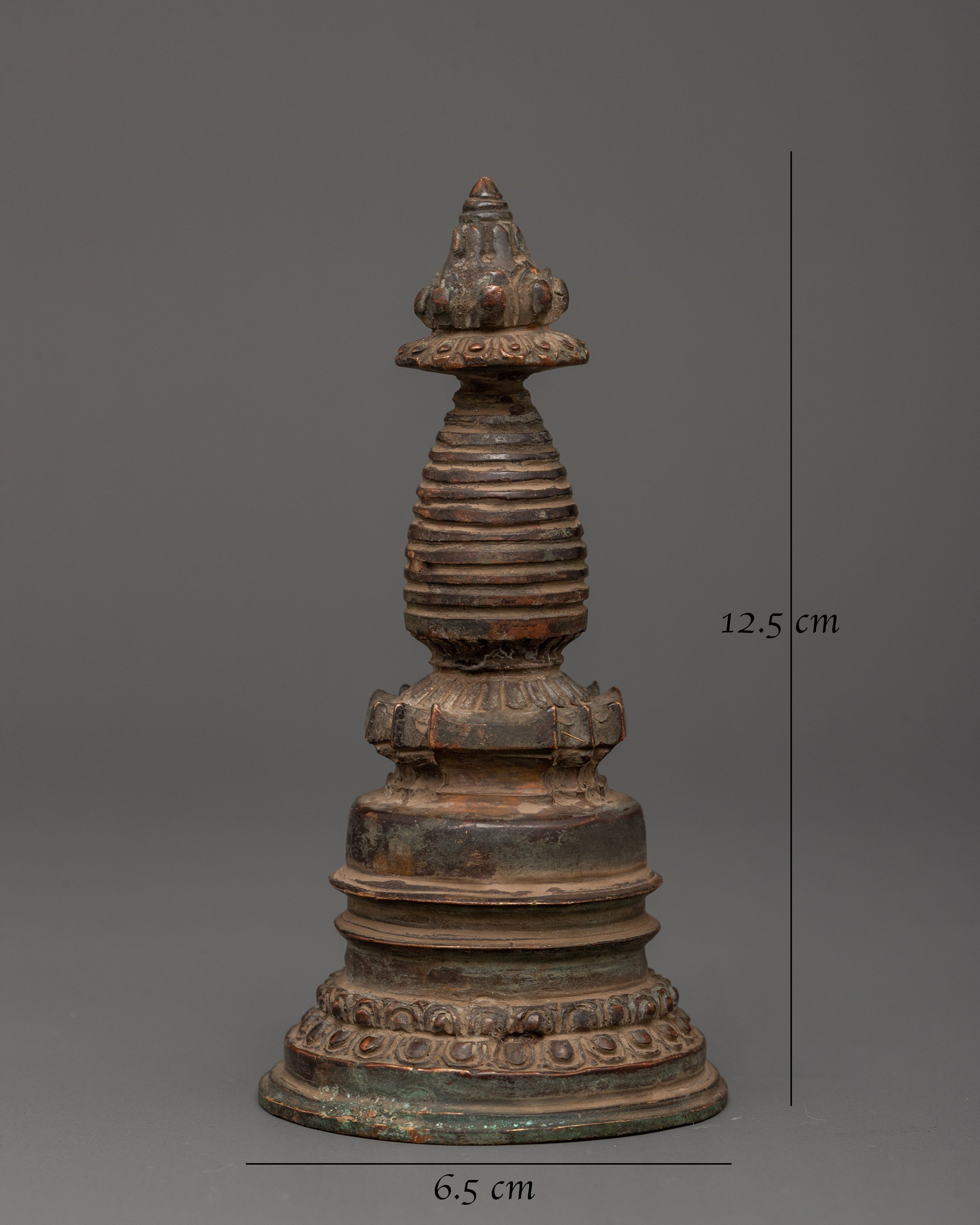 Tibetan Sacred Stupa Antique Copper Stupa | Sacred Buddhist Symbol