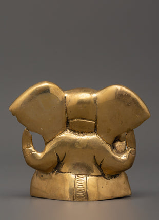 Brass Elephant Head Deity Ganesha Statue | Hindu Deity Decor for Prosperity & Good Luck