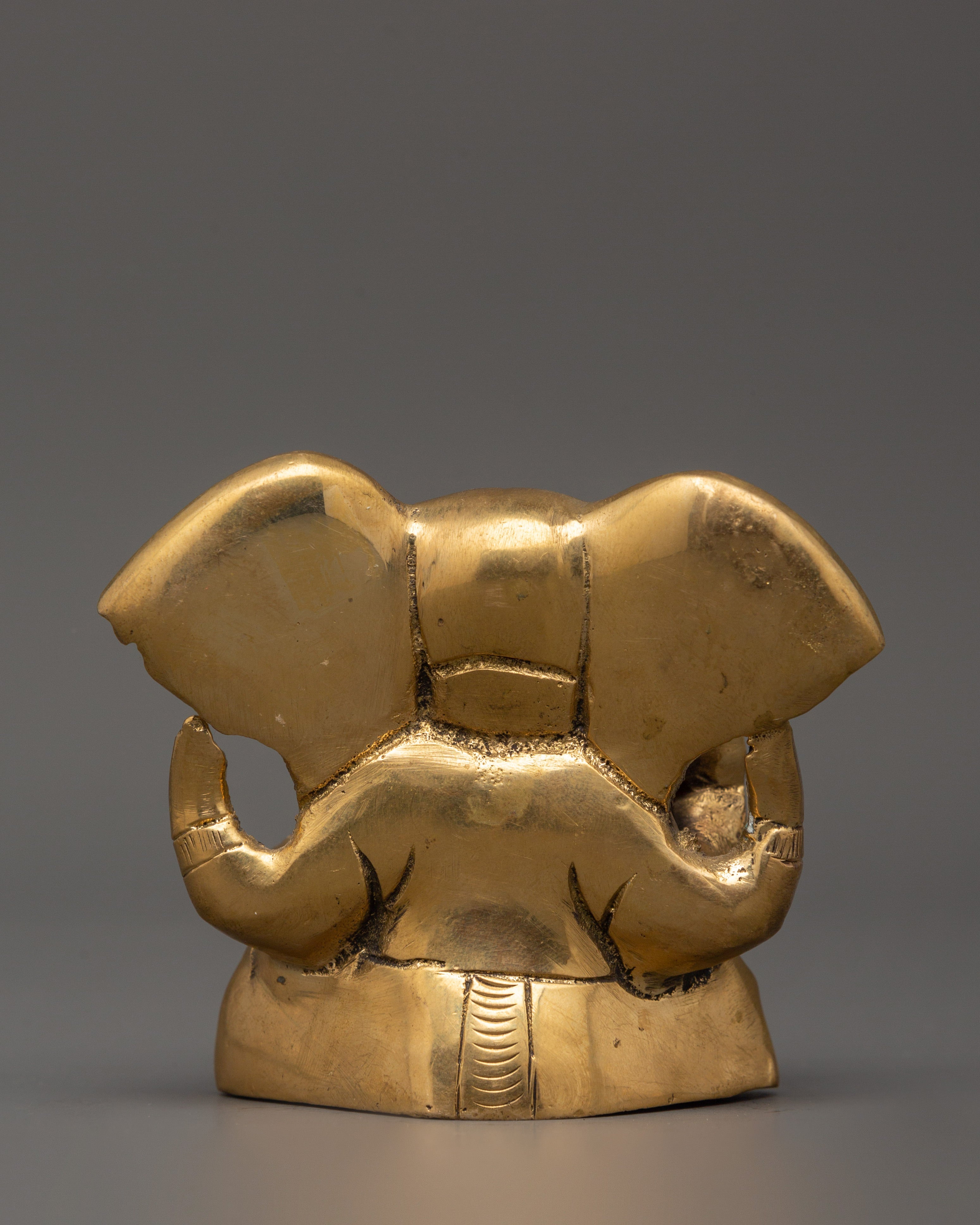 Brass Elephant Head Deity Ganesha Statue | Hindu Deity Decor for Prosperity & Good Luck