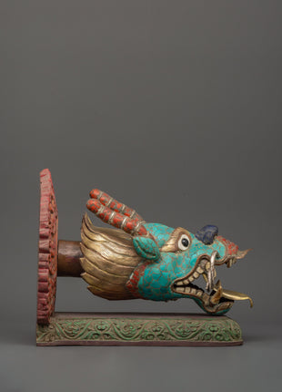 Tibetan Dragon Head Decor Sculpture |  Himalayan Wall Decor Art