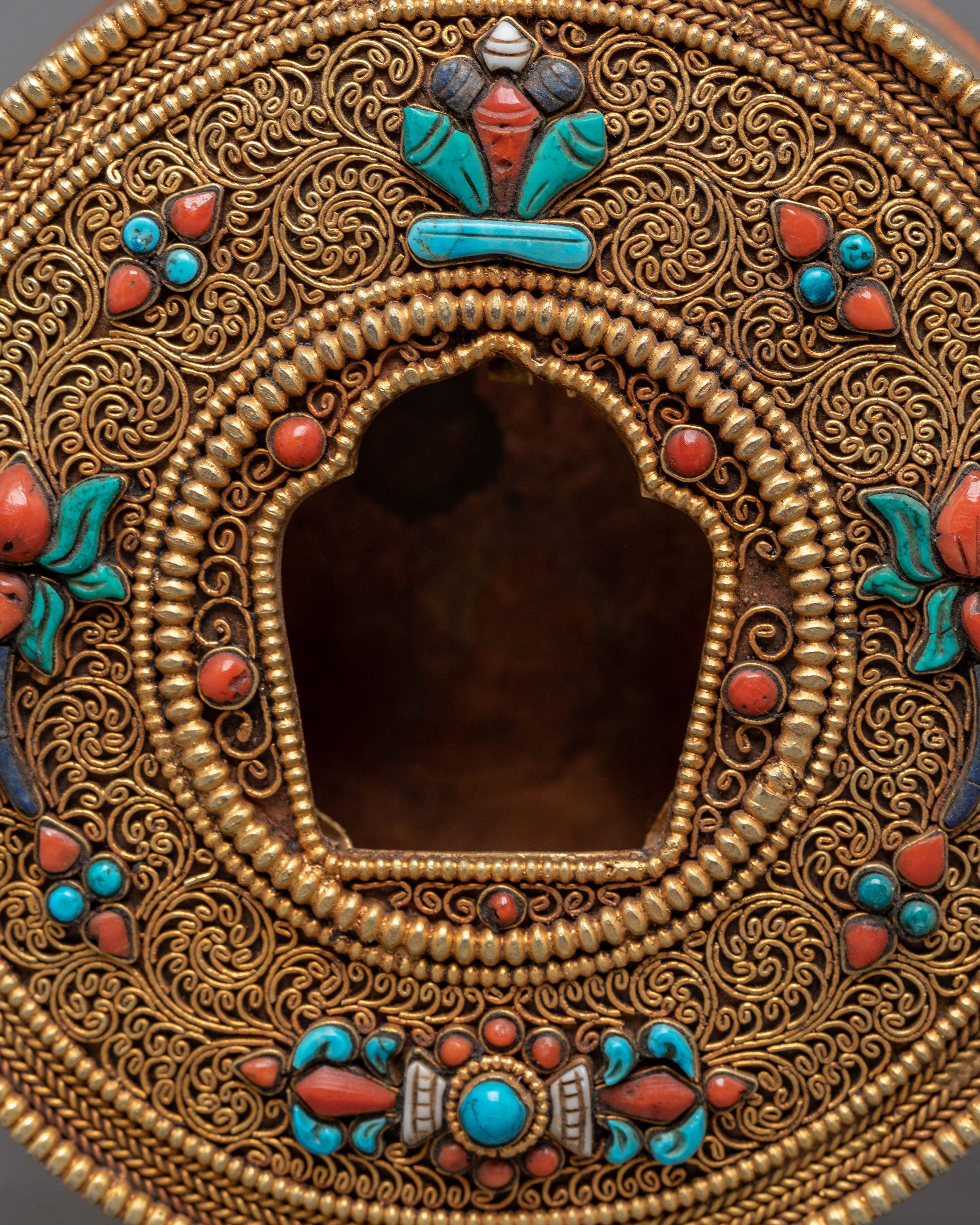 Handmade Gold Plated Ghau Box | Tibetan Sacred Box for Ritual Use