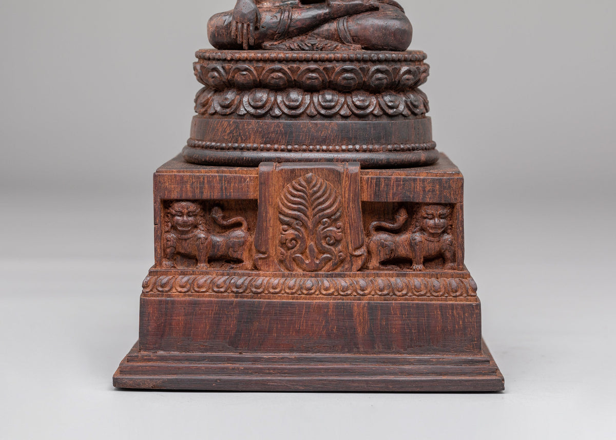 Himalayan Siddhartha Gautama Sculpture | Hand Carved Wooden Shakyamuni Buddha