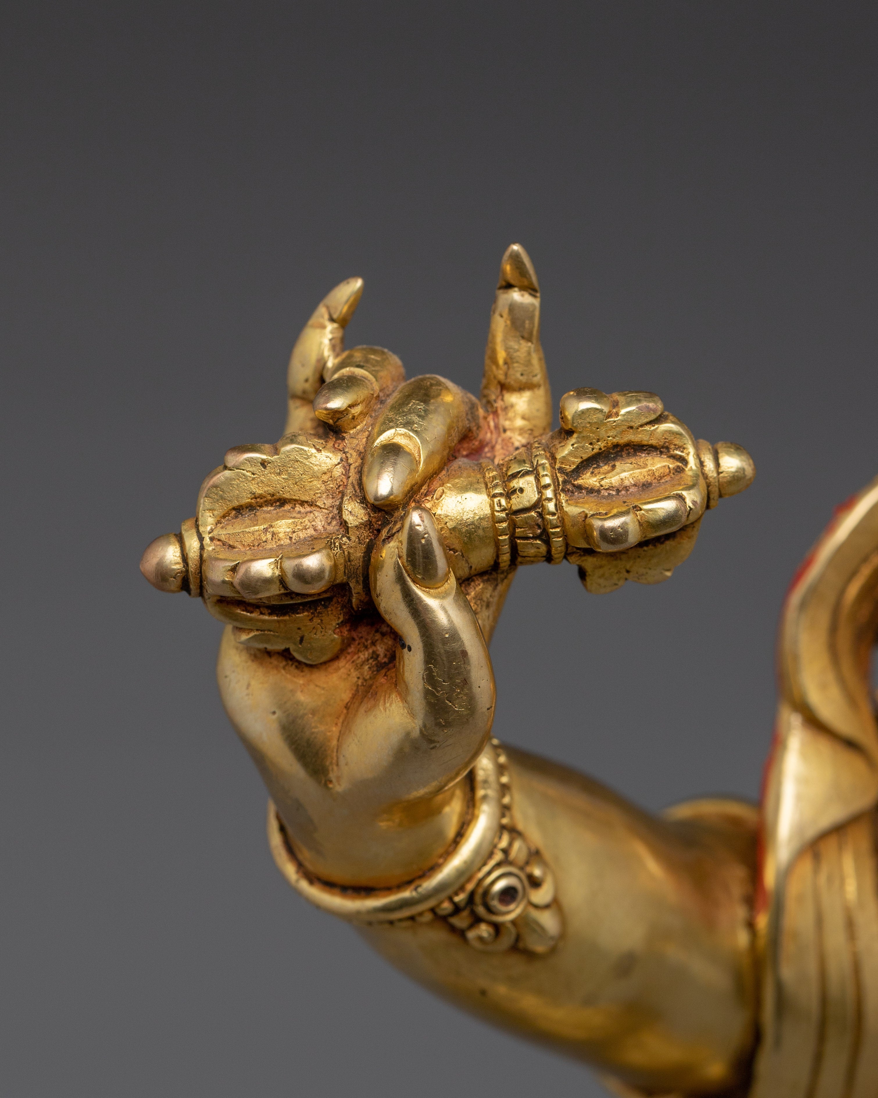 Vajrapani Gold Gilded and Copper Statue with flaming Halo | Traditional Sculpture