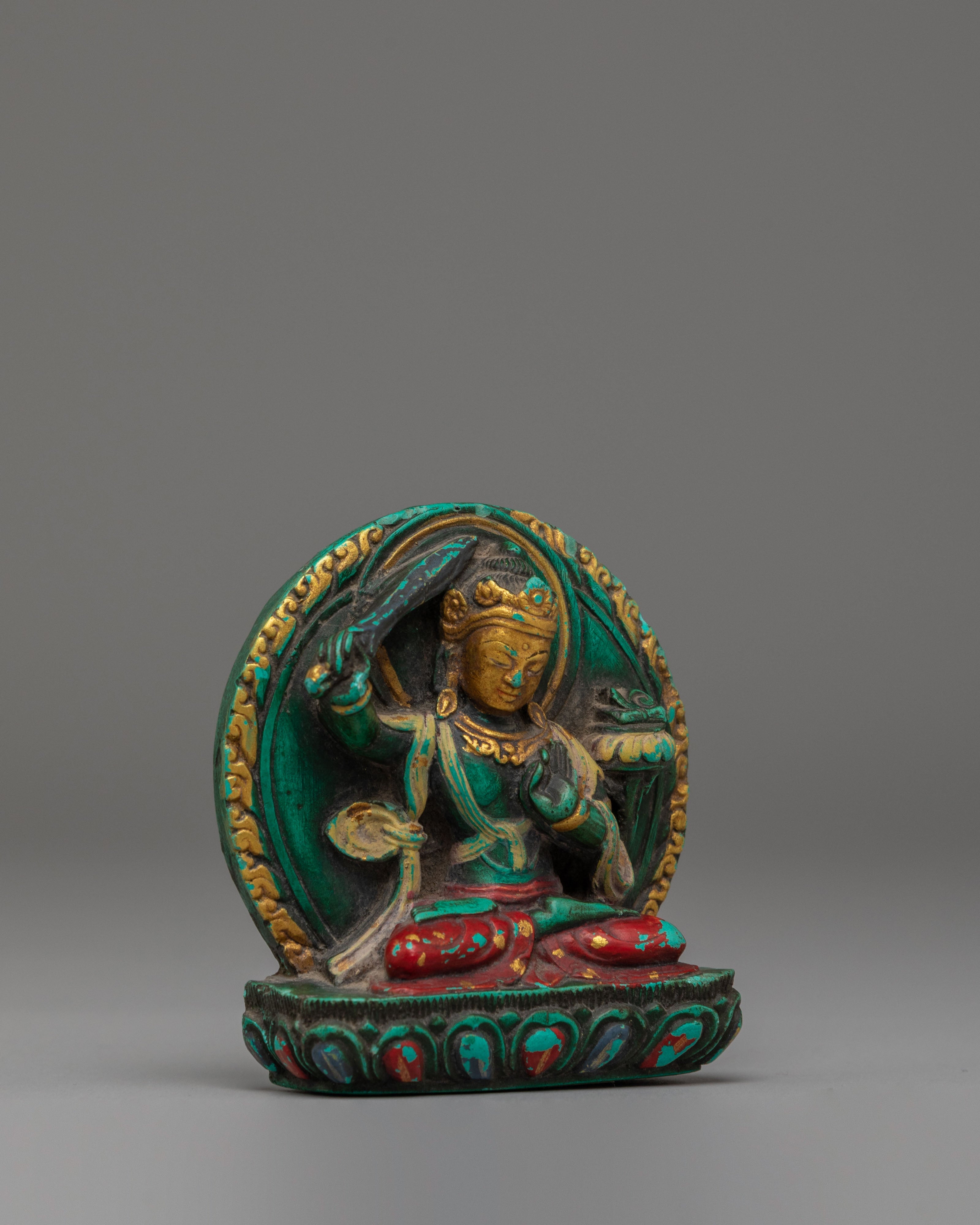 Handcrafted Sacred Manjushri Sculpture | Bodhisattva of Wisdom