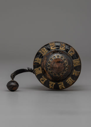Handmade Copper & Wood Prayer Wheel for Meditation |  Ideal for Altar Spaces and Rituals