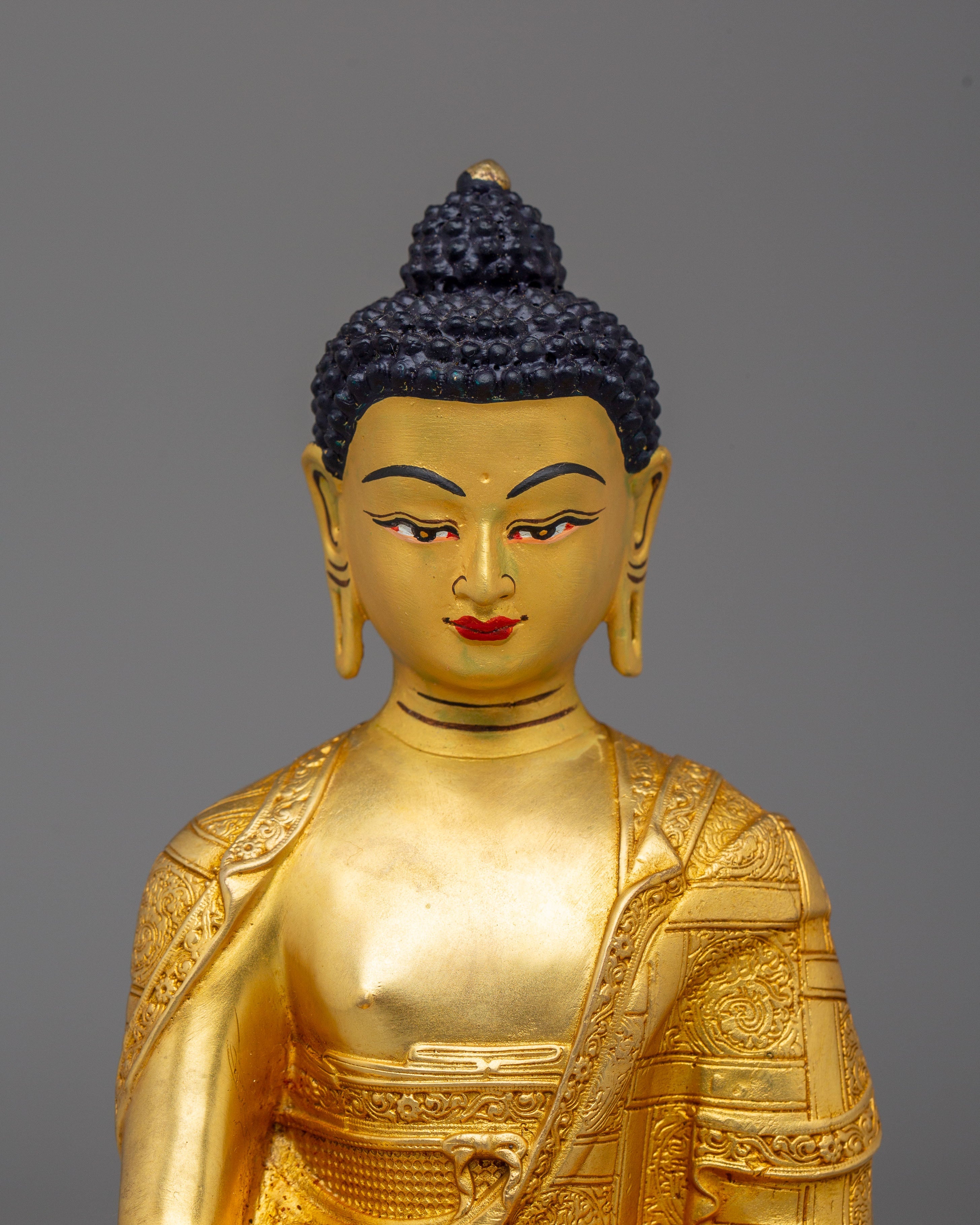 Shakyamuni Buddha Statue of Power and Knowledge | Copper Body with 24K Gold Plating