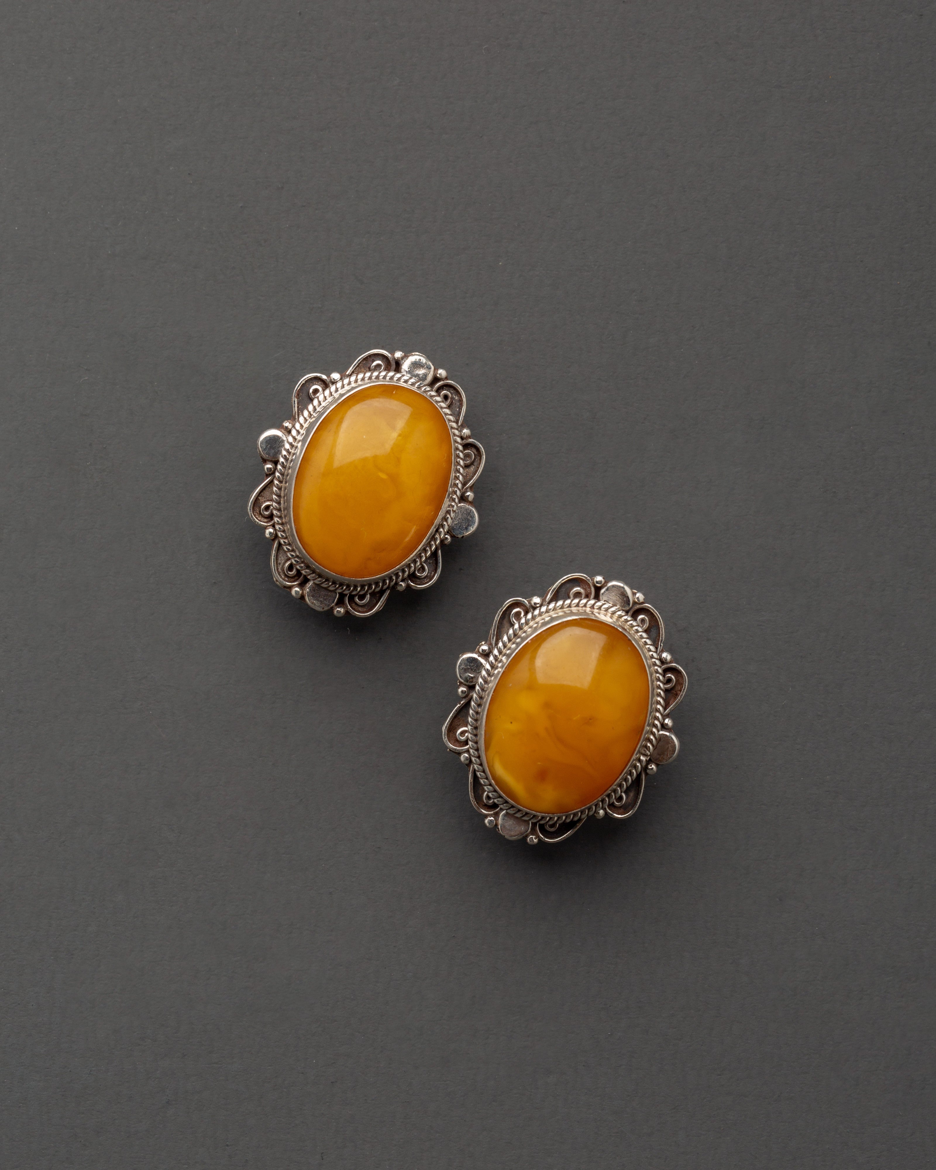 Tibetan Silver Jewelry Set | Handcrafted Stone Earring, Locket & Ring