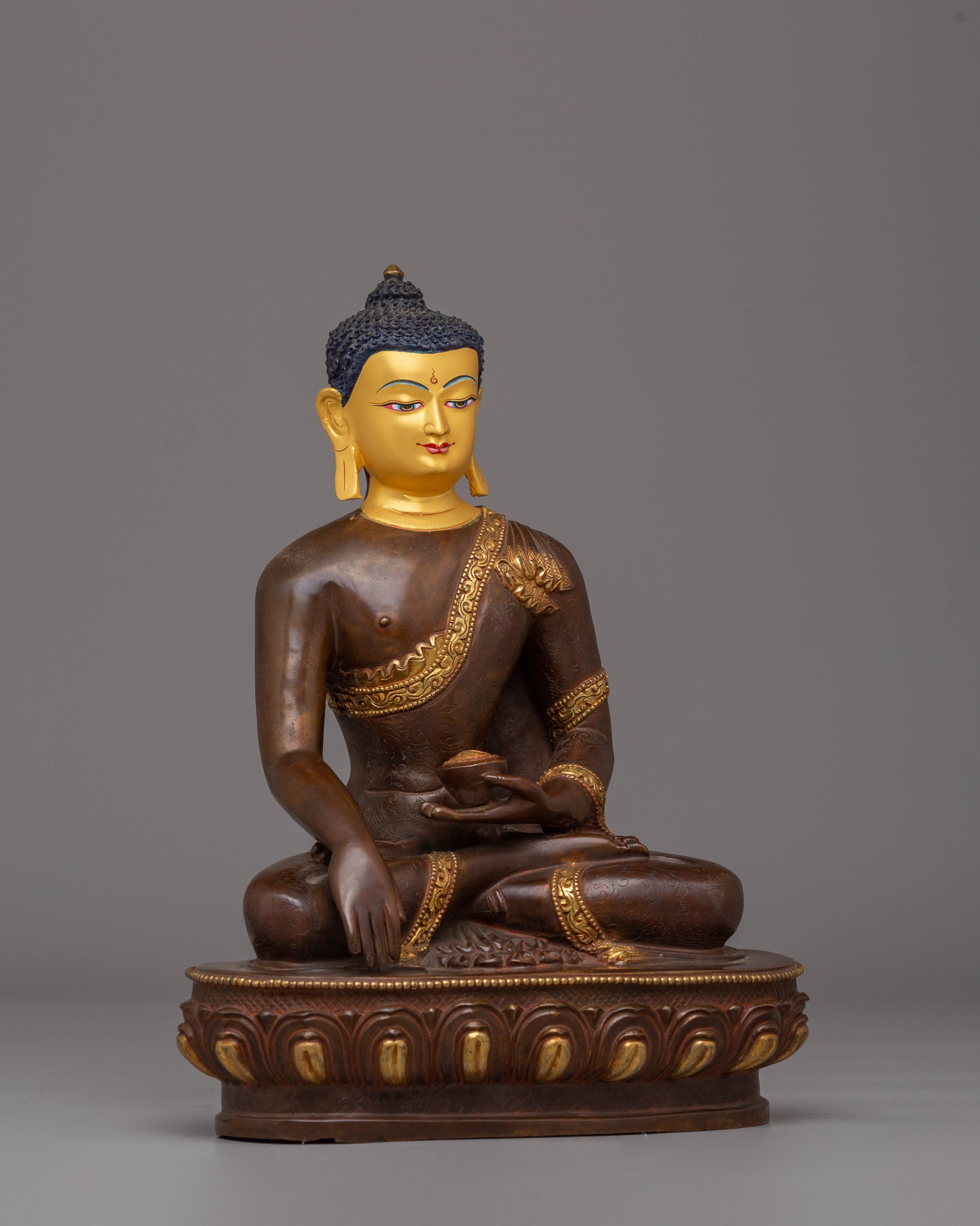 Buddha Shakyamuni Divine Statue | Sacred Copper & Gold-Plated Sculpture