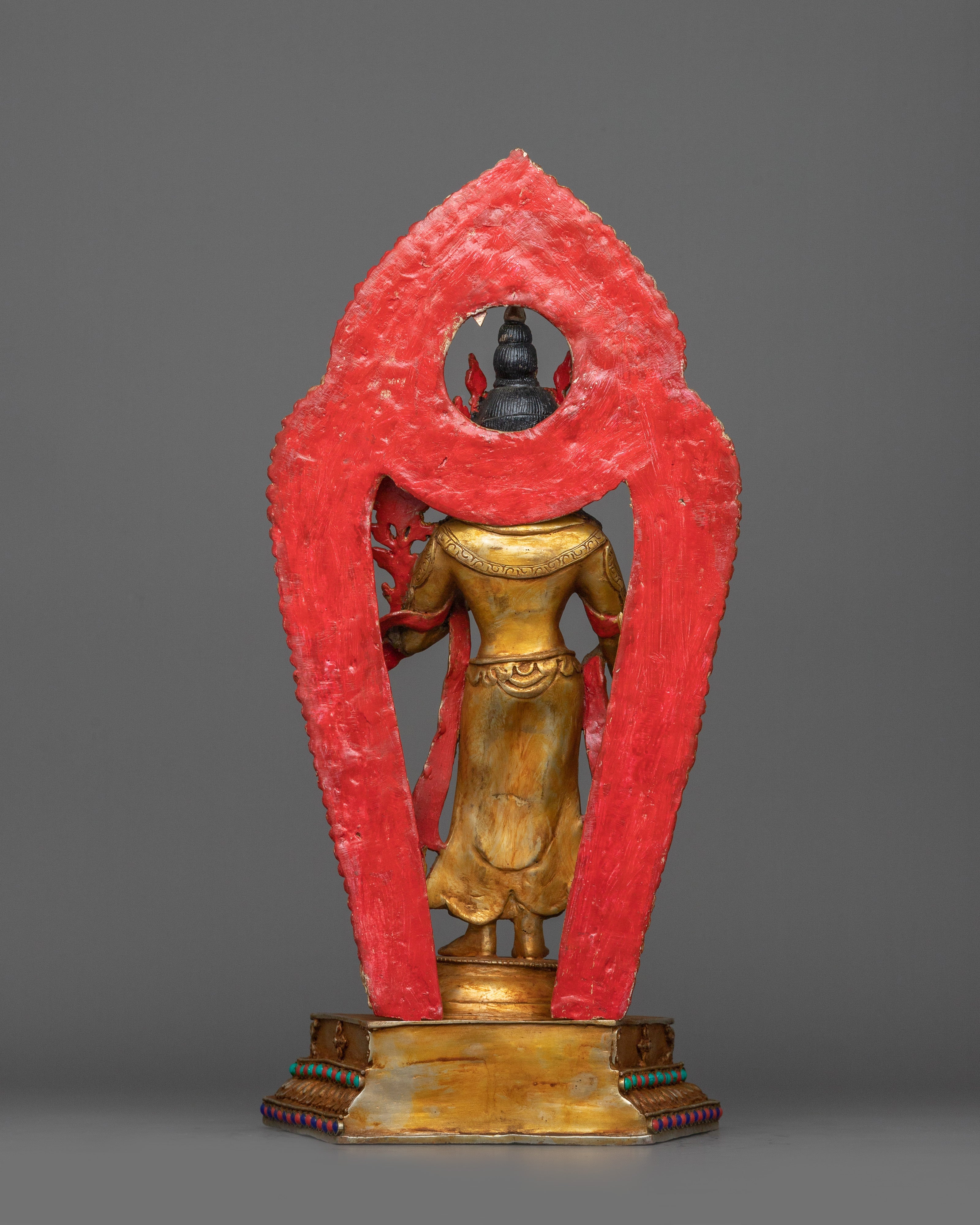 Sacred Avalokiteshvara Sculpture | Radiant Gemstone Buddhist Artwork