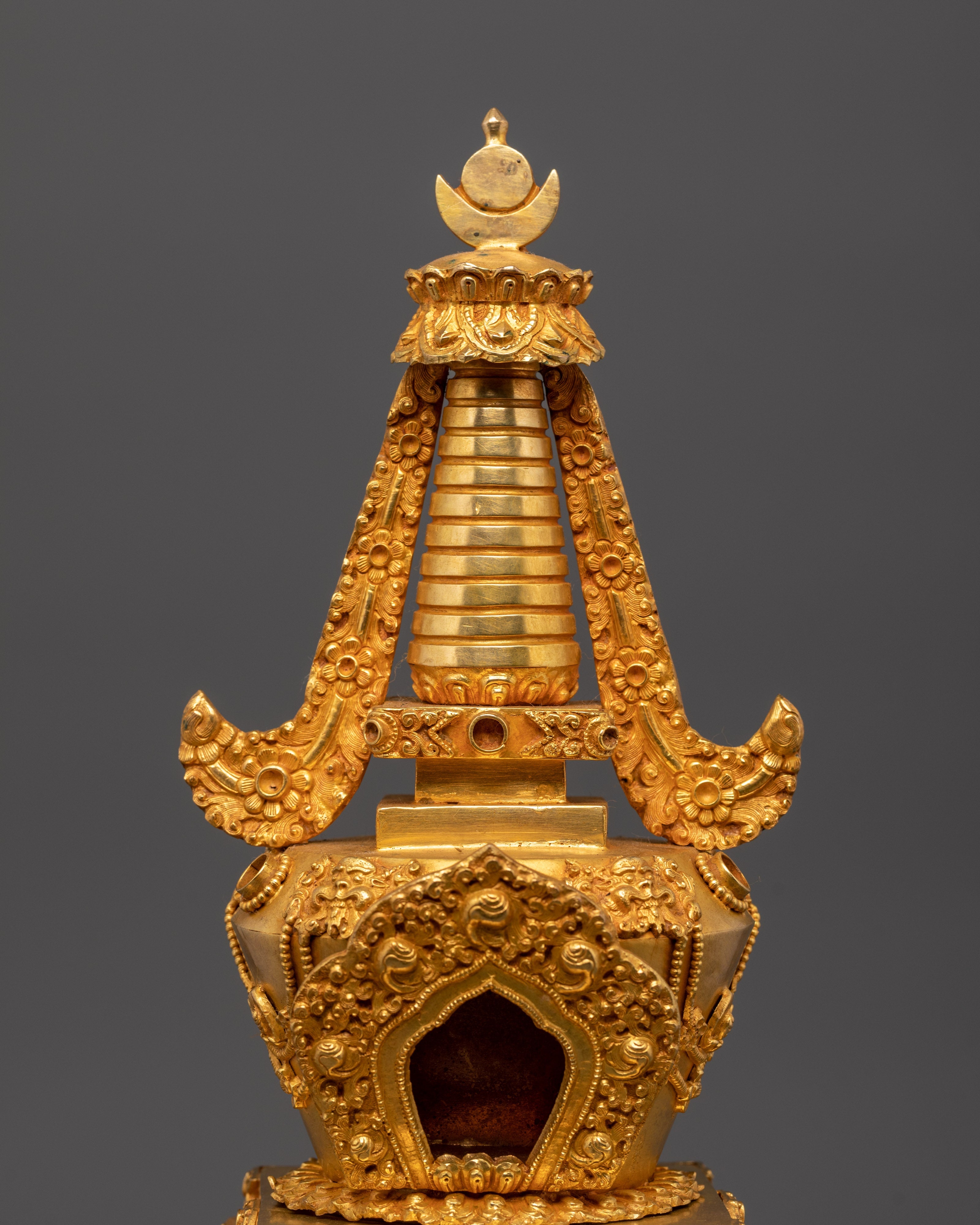 Decorative Traditional Stupa | Handcrafted Copper Buddhist Stupa for Home Decor