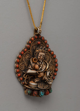 Copper Pendant Featuring Semi-Precious Stones | Locket with Turquoise and Coral