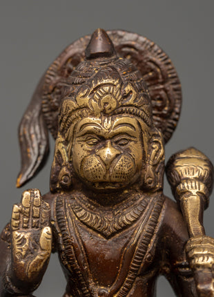 Antique-finish Brass Hanuman Statue | Spiritual Decor