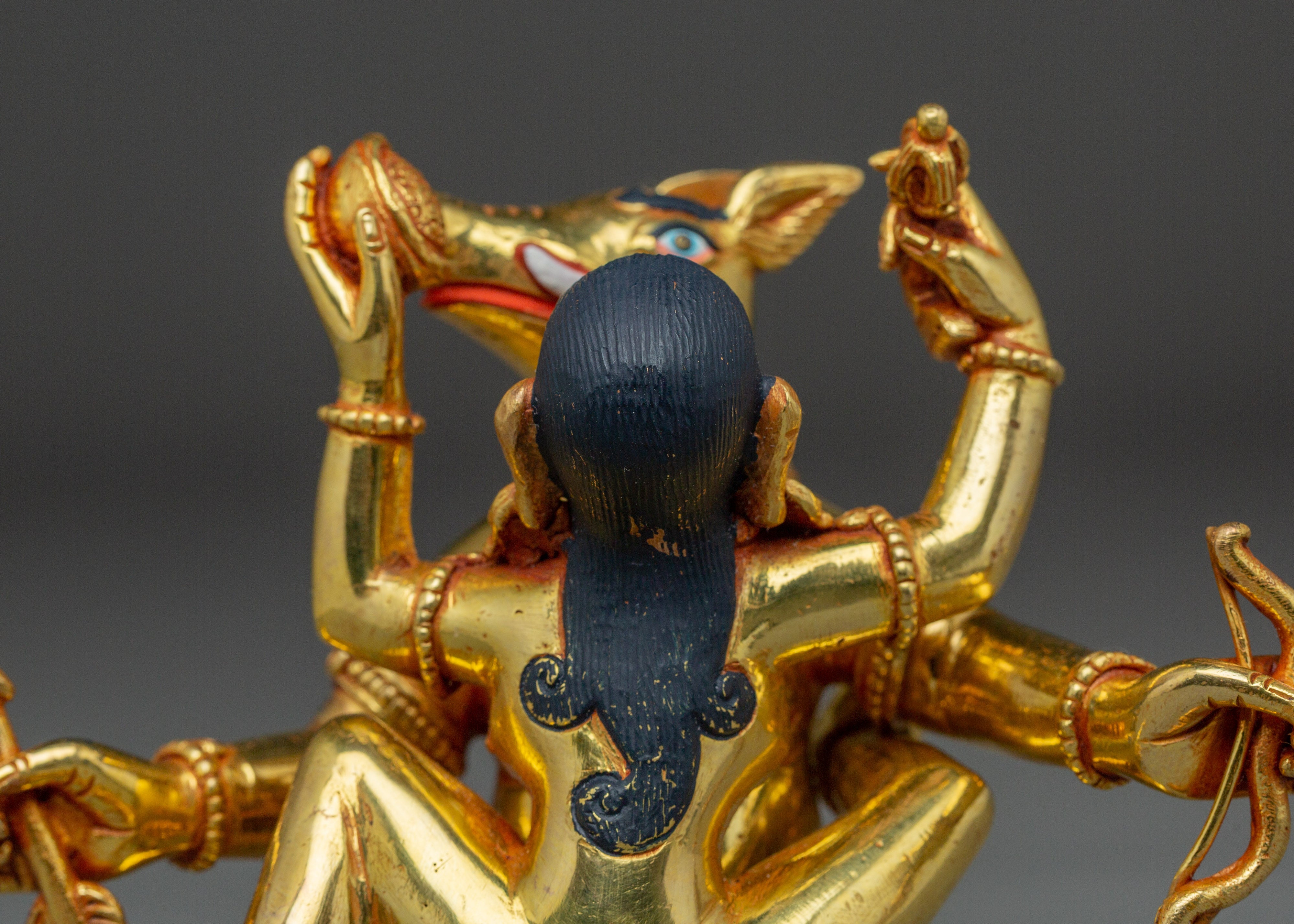 Varaha with Consort Statue | Handcrafted Gold Gilded Copper Vishnu Avatar
