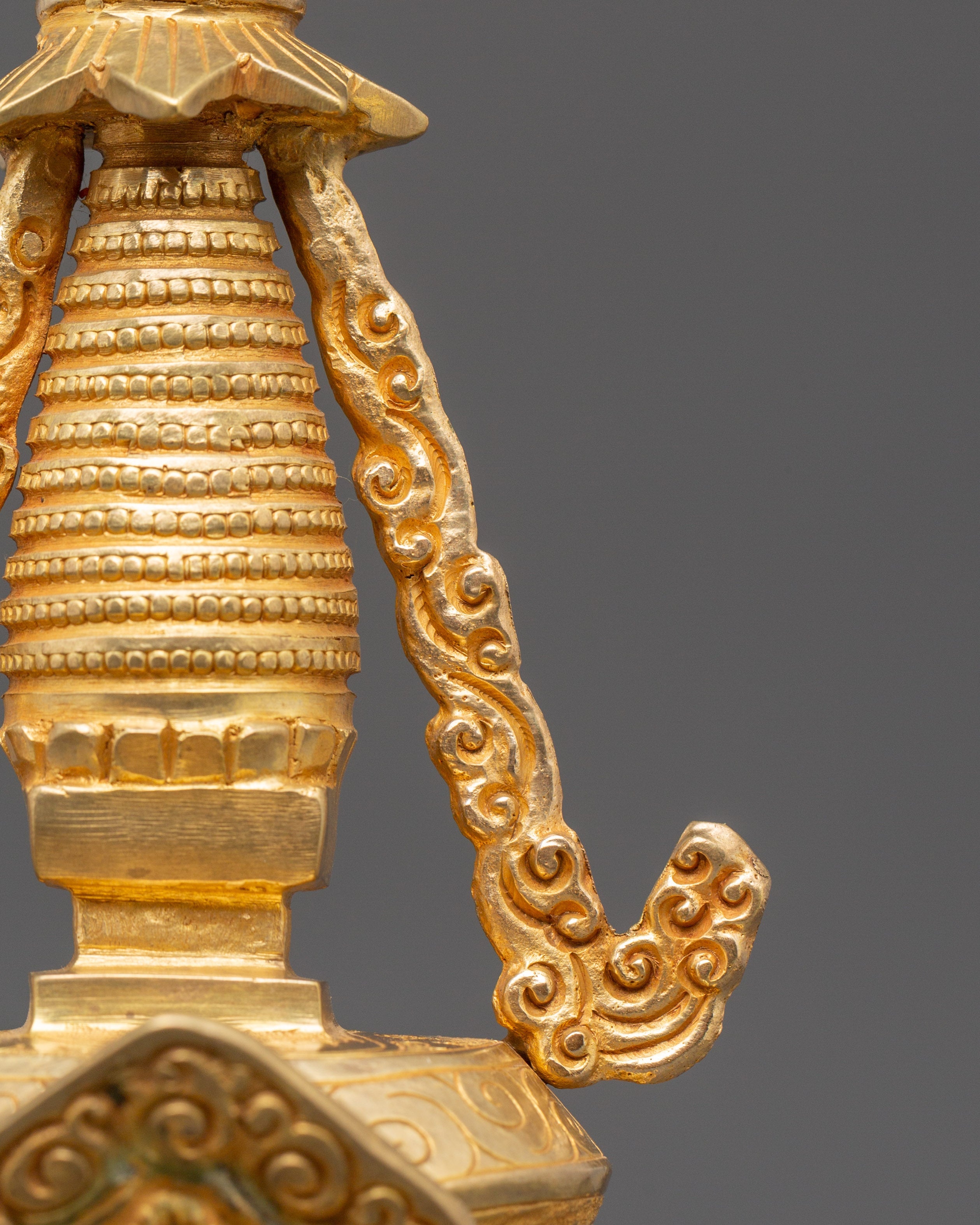 Spiritual Altar Stupa Decor | Gold Plated Tibetan Meditation Statue