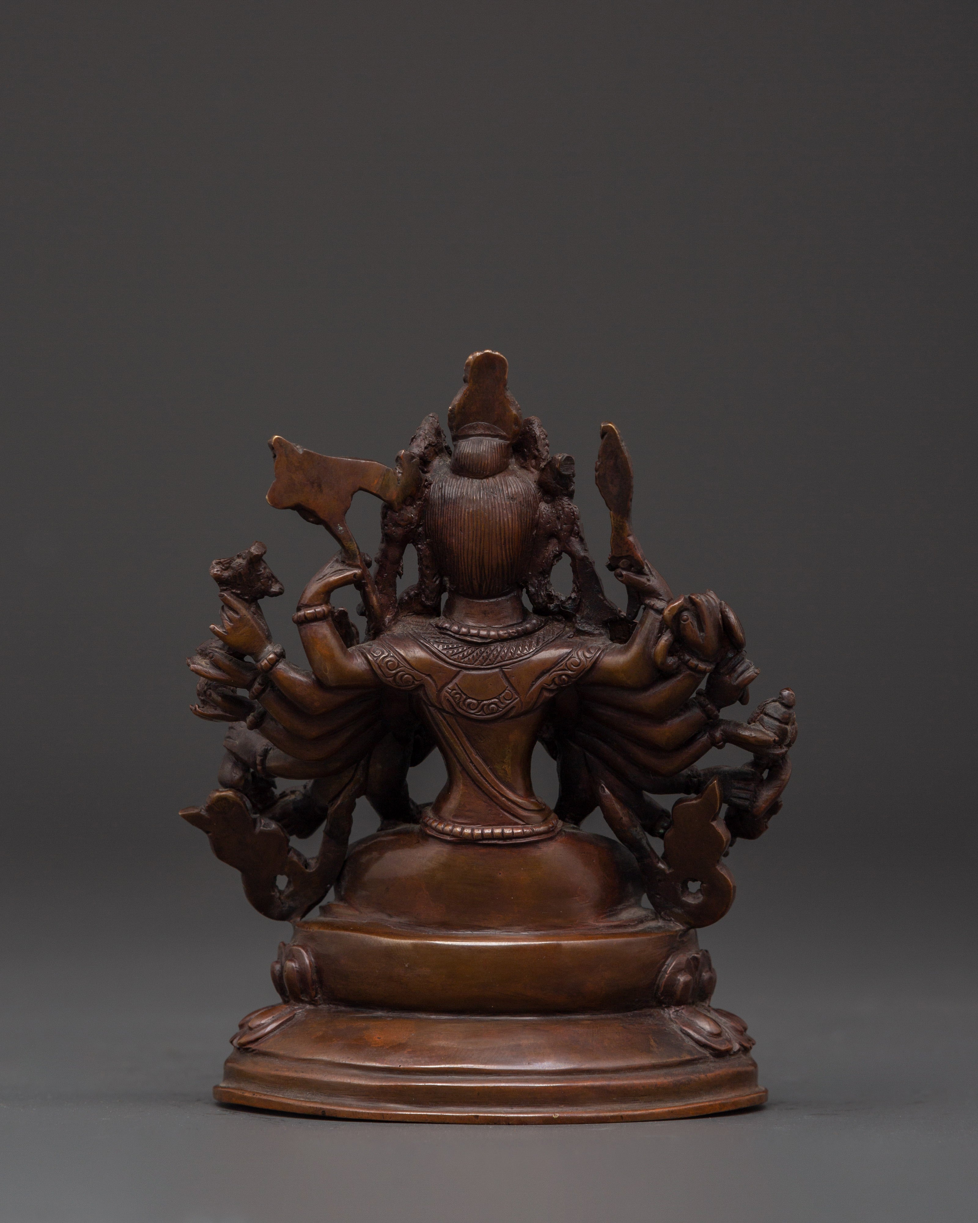 Cundi Bodhisattva Sculpture | Oxidized Copper Statue for Meditation & Altar