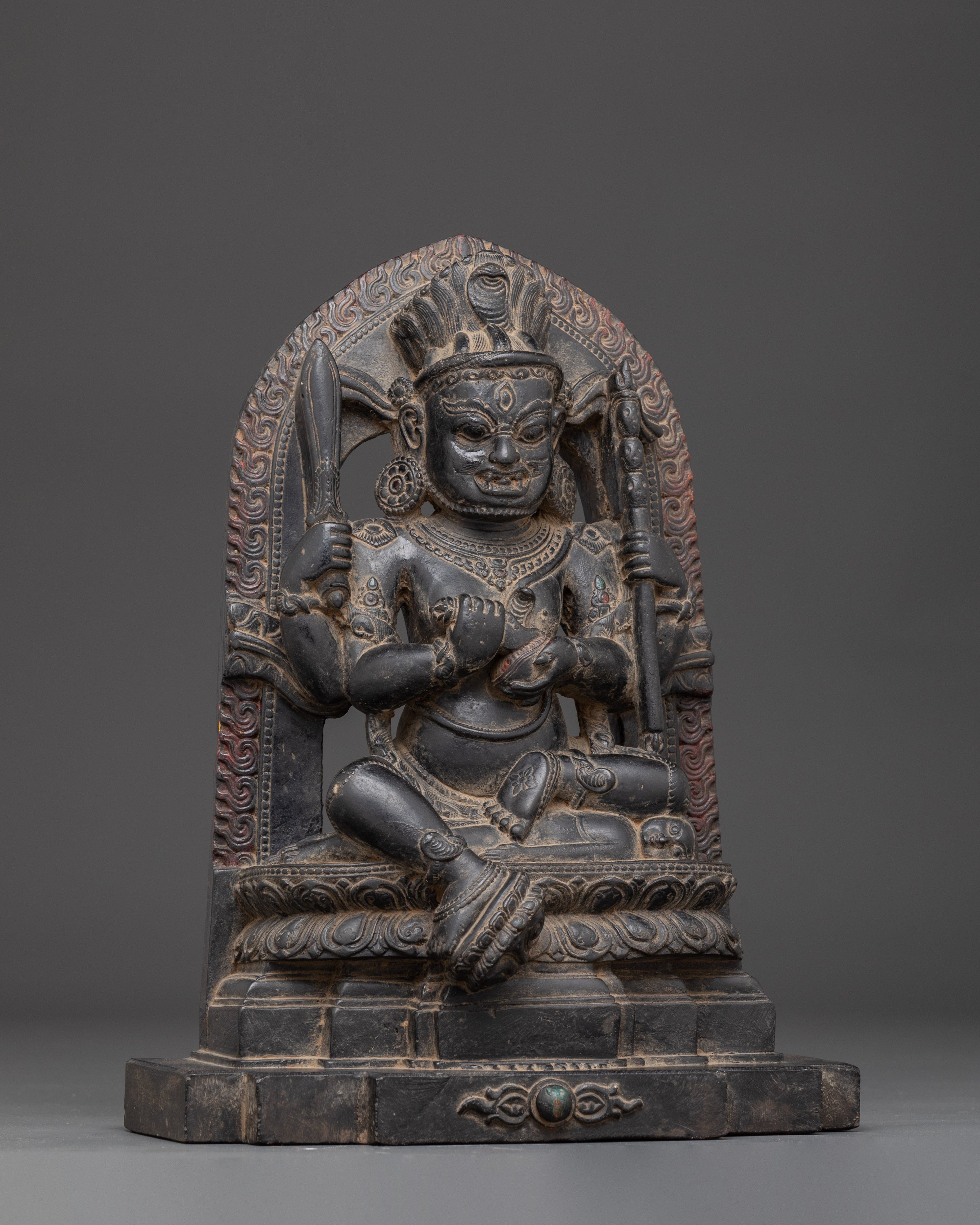 Sacred Four-Armed Mahakala Statue | Protector Deity of Dharma