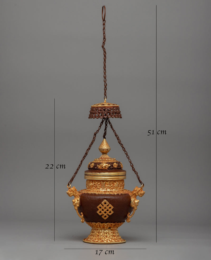 Buddhist Hanging Incense Burner | Traditional Vajrayana Burner With Copper and Gold-Plated