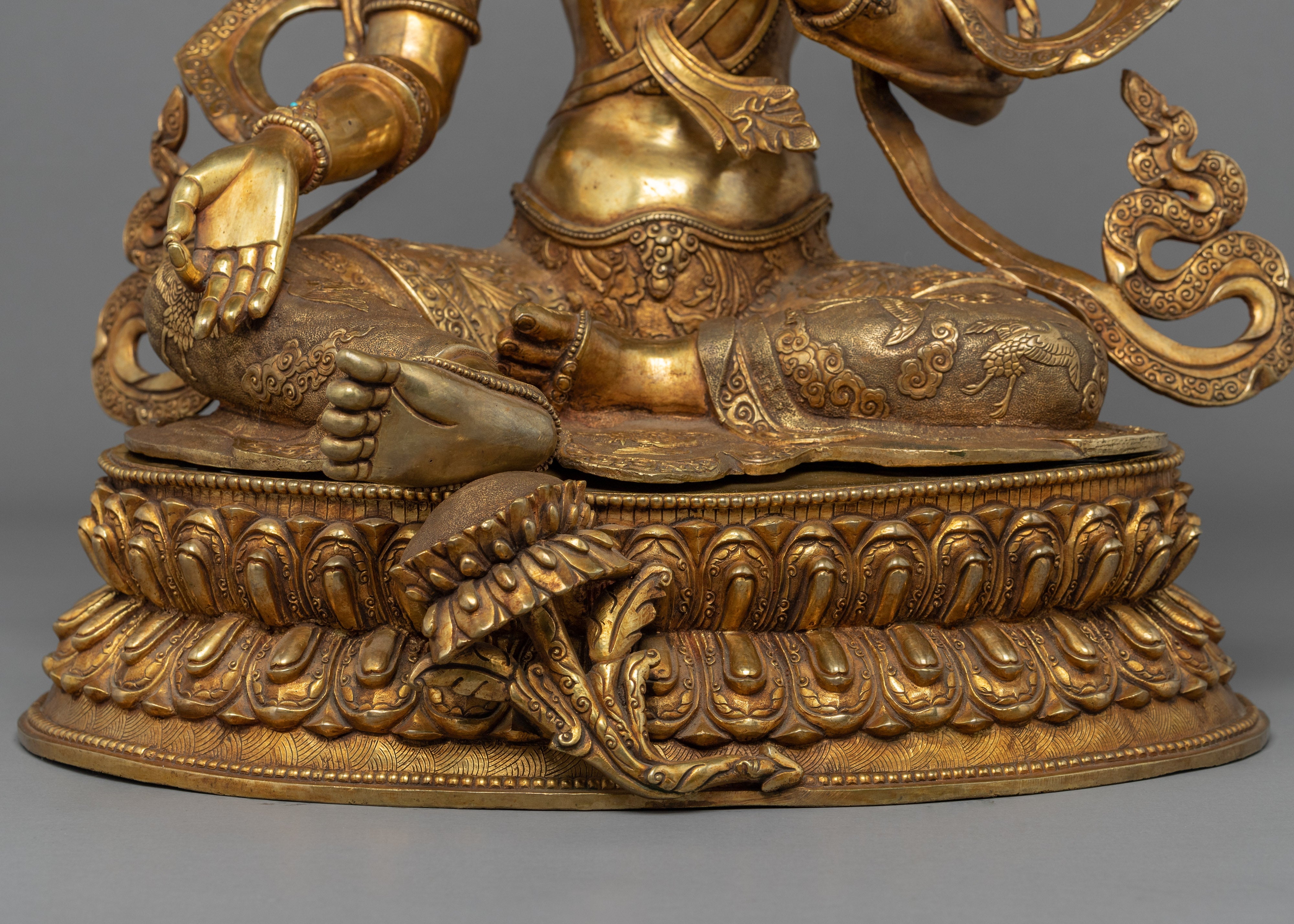 Green Tara Gold Plated Statue | Female Buddha of Compassion