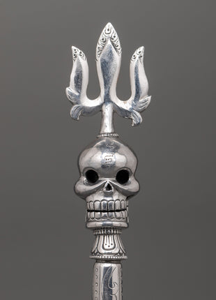 Handcrafted Phurba with Trident and Skull Design | Tibetan Iron Ritual Dagger