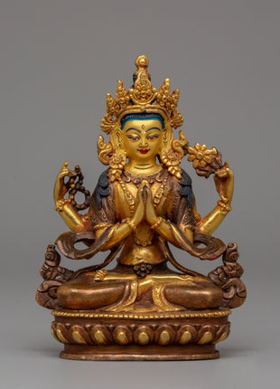 Gold Plated Chenrezig Statue