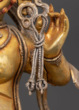 Handcrafted Vajrapani Statue | Copper Body with Gold Plating, Pure Silver & Acrylic Paint