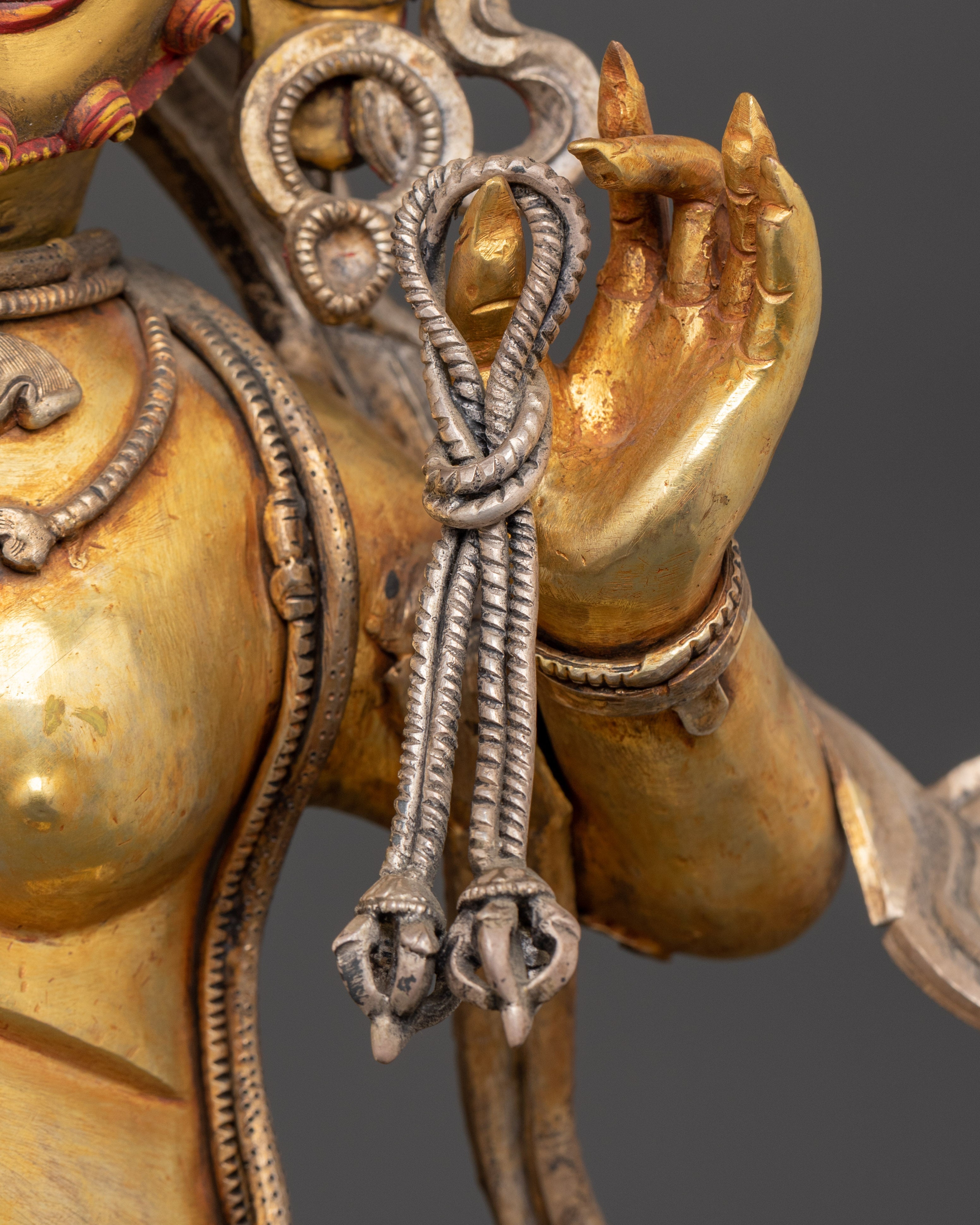 Handcrafted Vajrapani Statue | Copper Body with Gold Plating, Pure Silver & Acrylic Paint