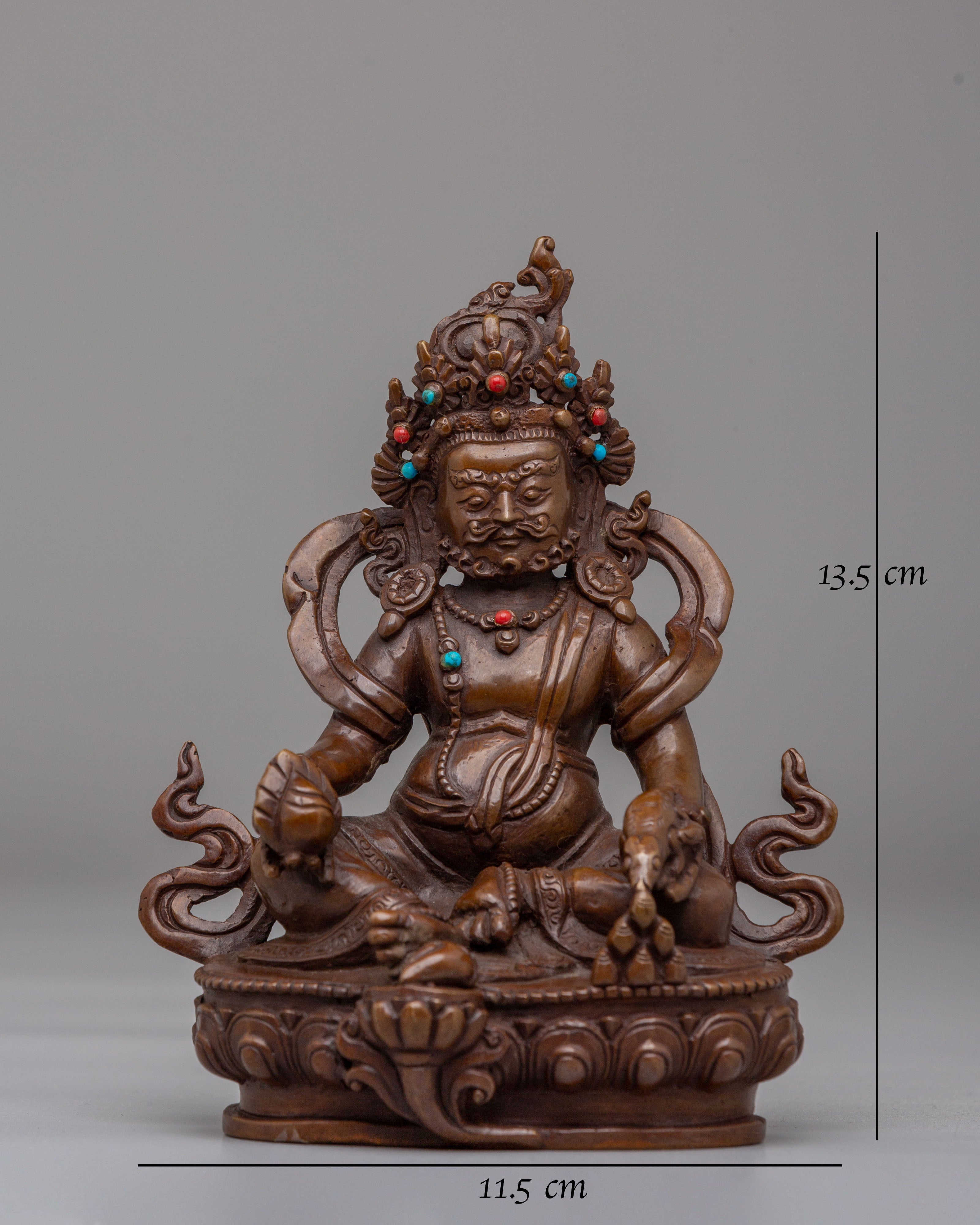 Tibetan Buddhist Dzambhala Statue | Oxidized Copper Buddhist Wealth Deity Sculpture
