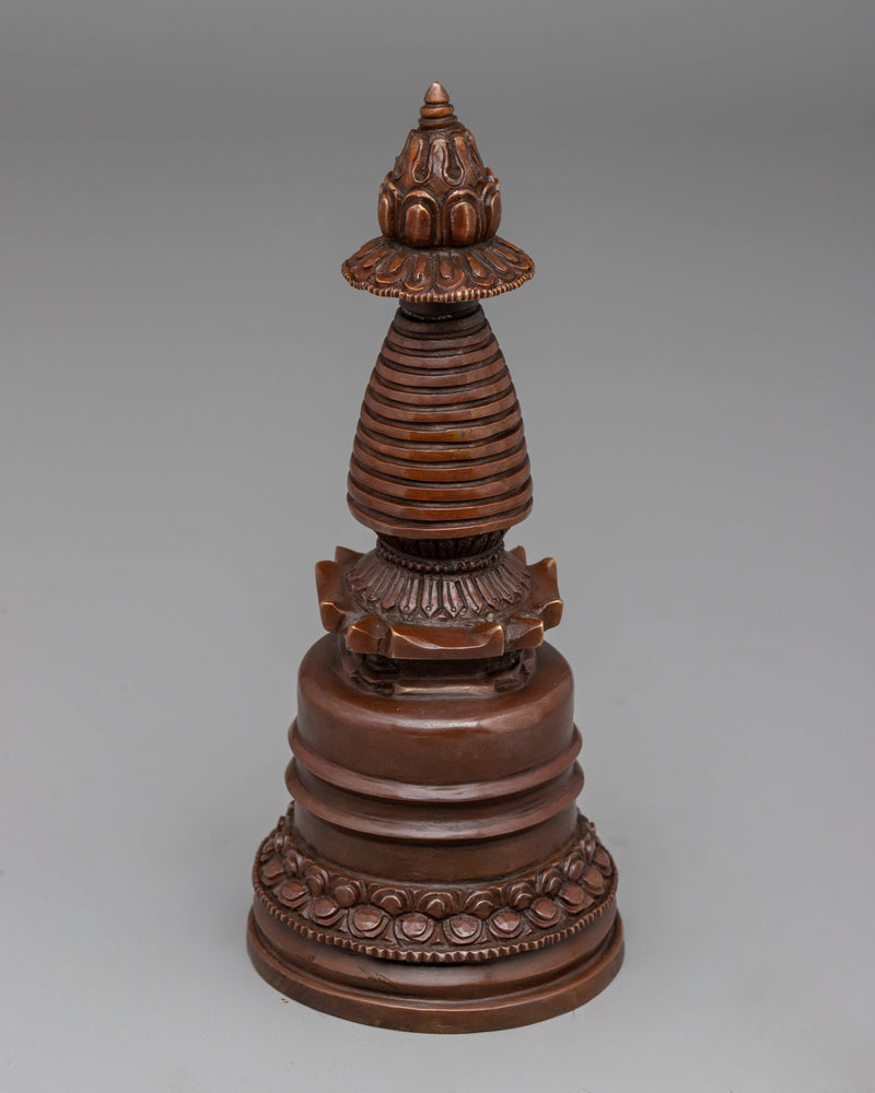 Sacred Copper Kadampa Stupa | Symbolic Sculpture for Spiritual Healing Spaces