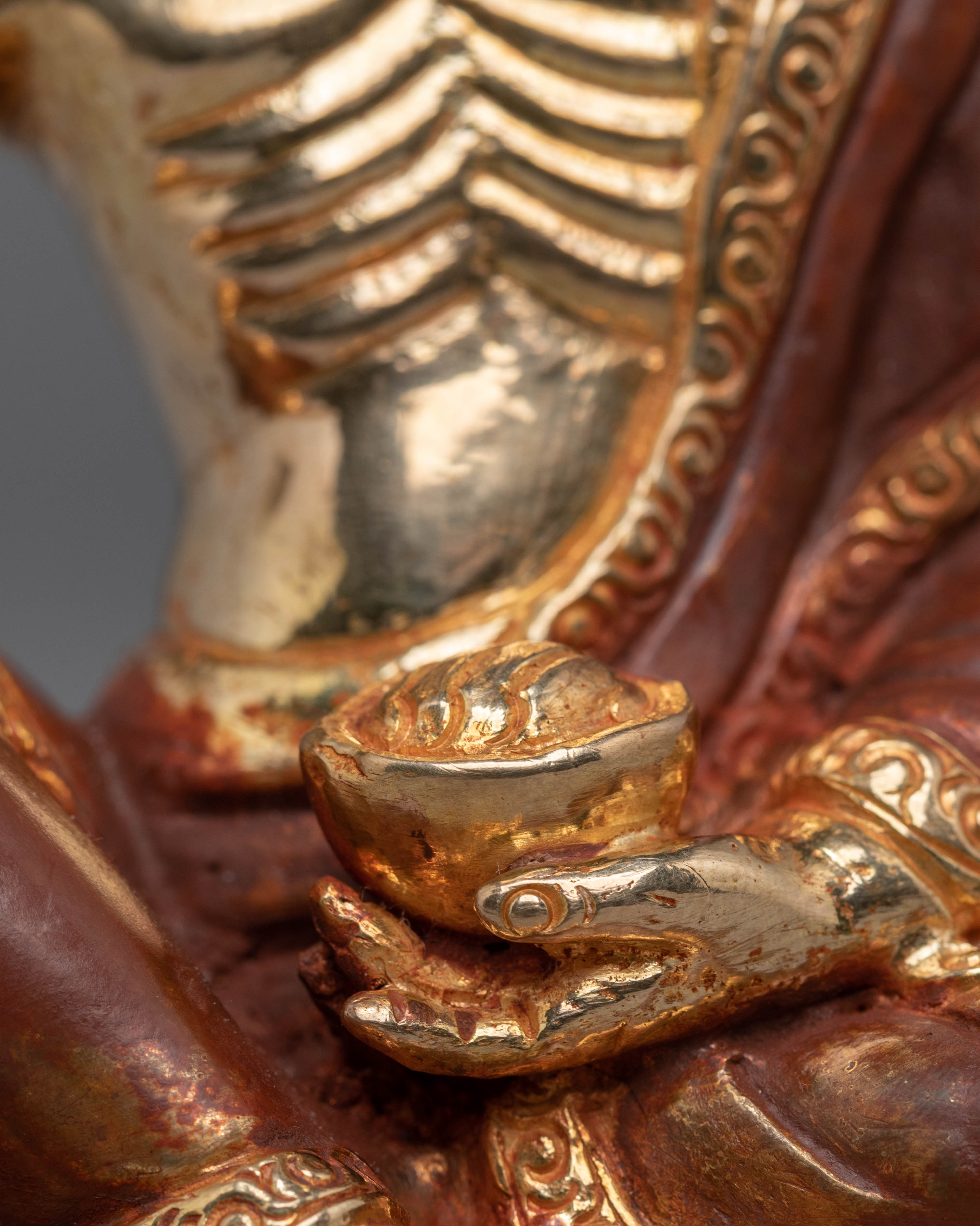 Handmade Golden Milarepa Statue | Hand-Carved Tibetan Yogi