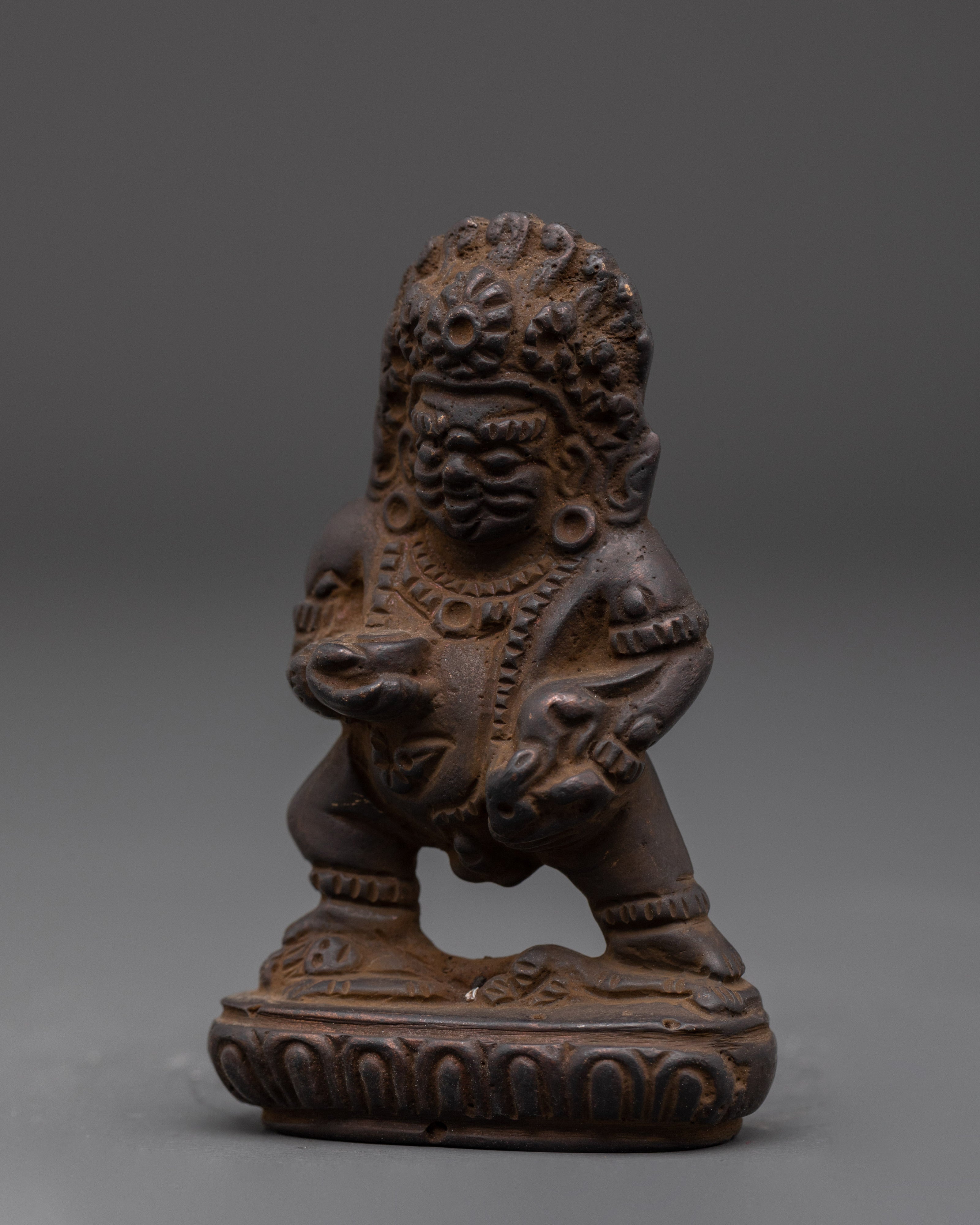 Black Dzambala Sacred Iron Statue | Tibetan Buddhist Wealth Deity for Prosperity