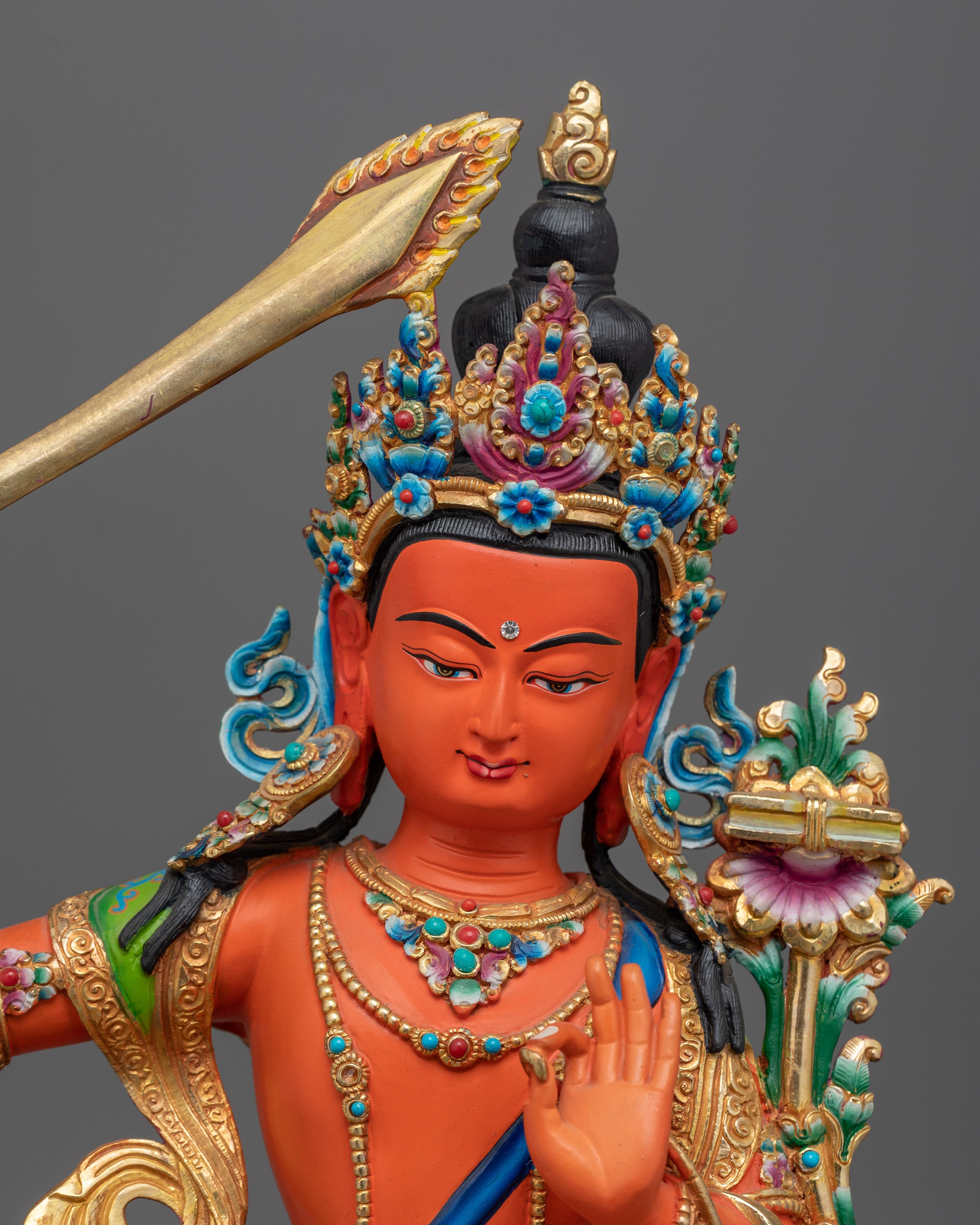 Tranquil Manjushri Holding the Flaming Sword of Wisdom | Sacred Dharma Buddha