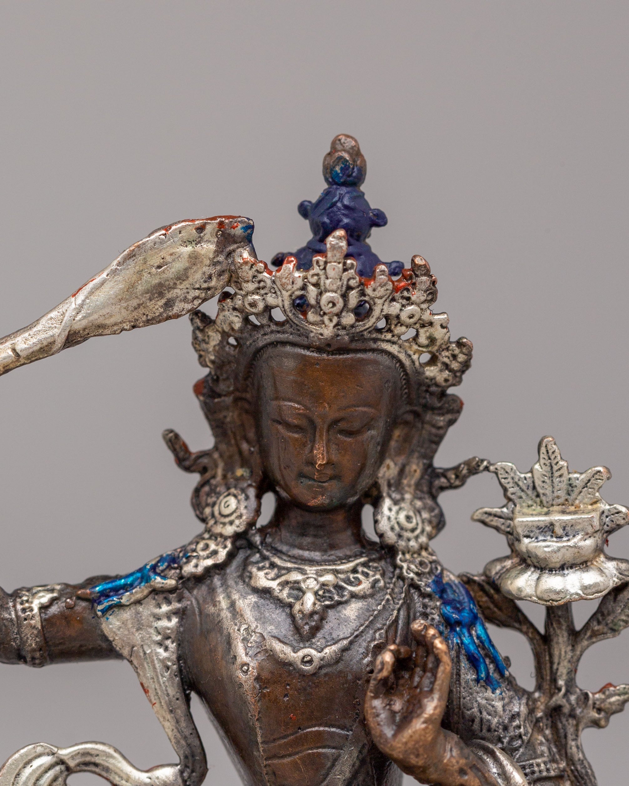 Traditional Manjushri Meditation Statue | Tibetan Buddhist Deity Sculpture