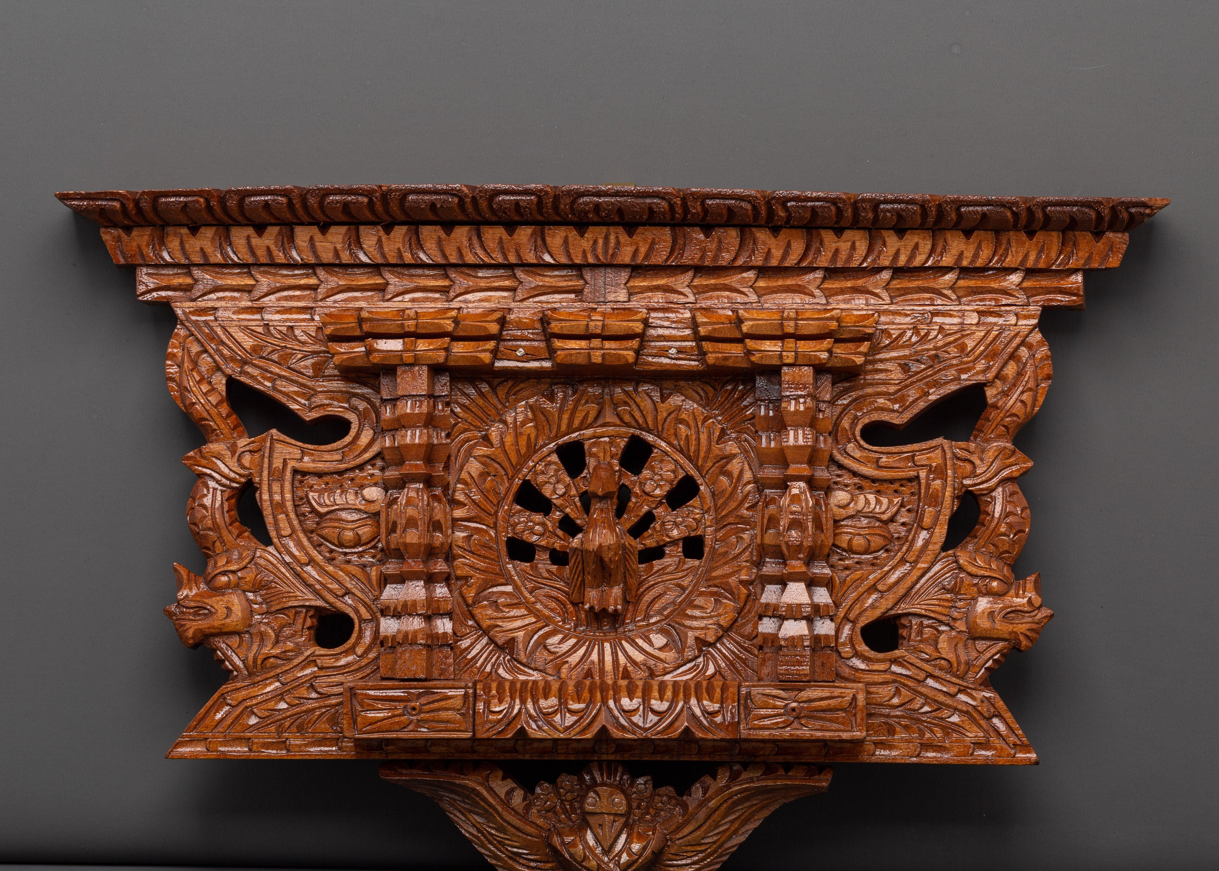 Peacock Motif Wooden Wall Art | Handcrafted Decorative Art