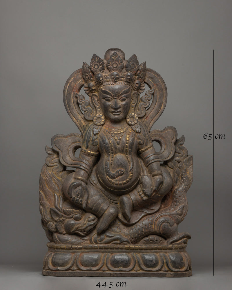 Wood Carved White Dzambala | The Buddhist Deity of Wealth