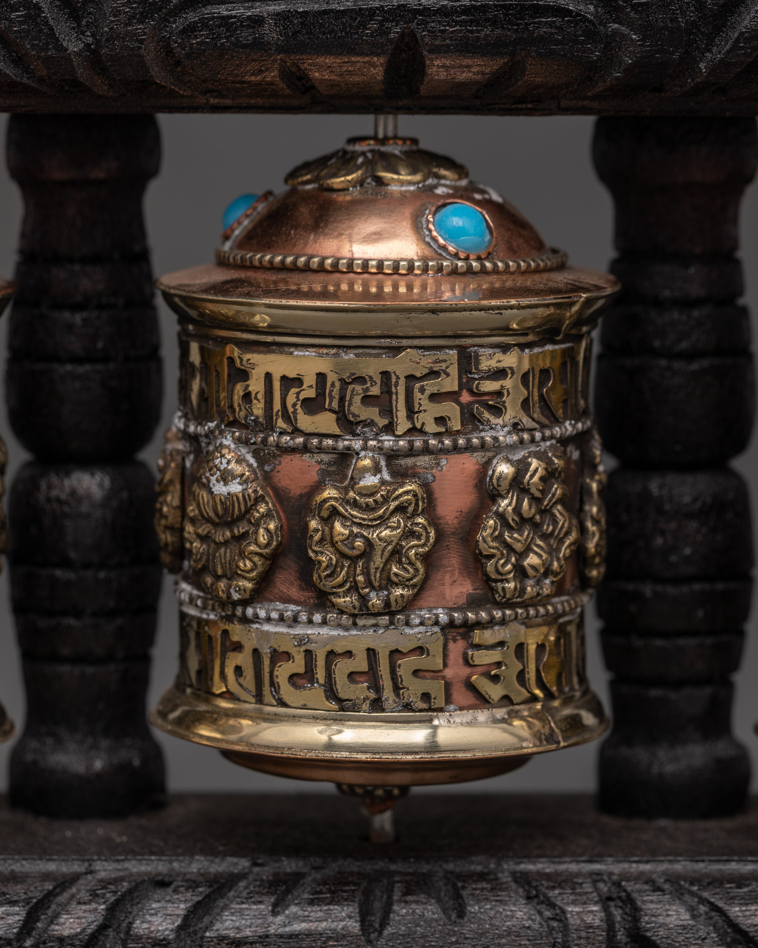 Handcarved Wooden Buddhist Prayer Wheel | For Mindful Meditation