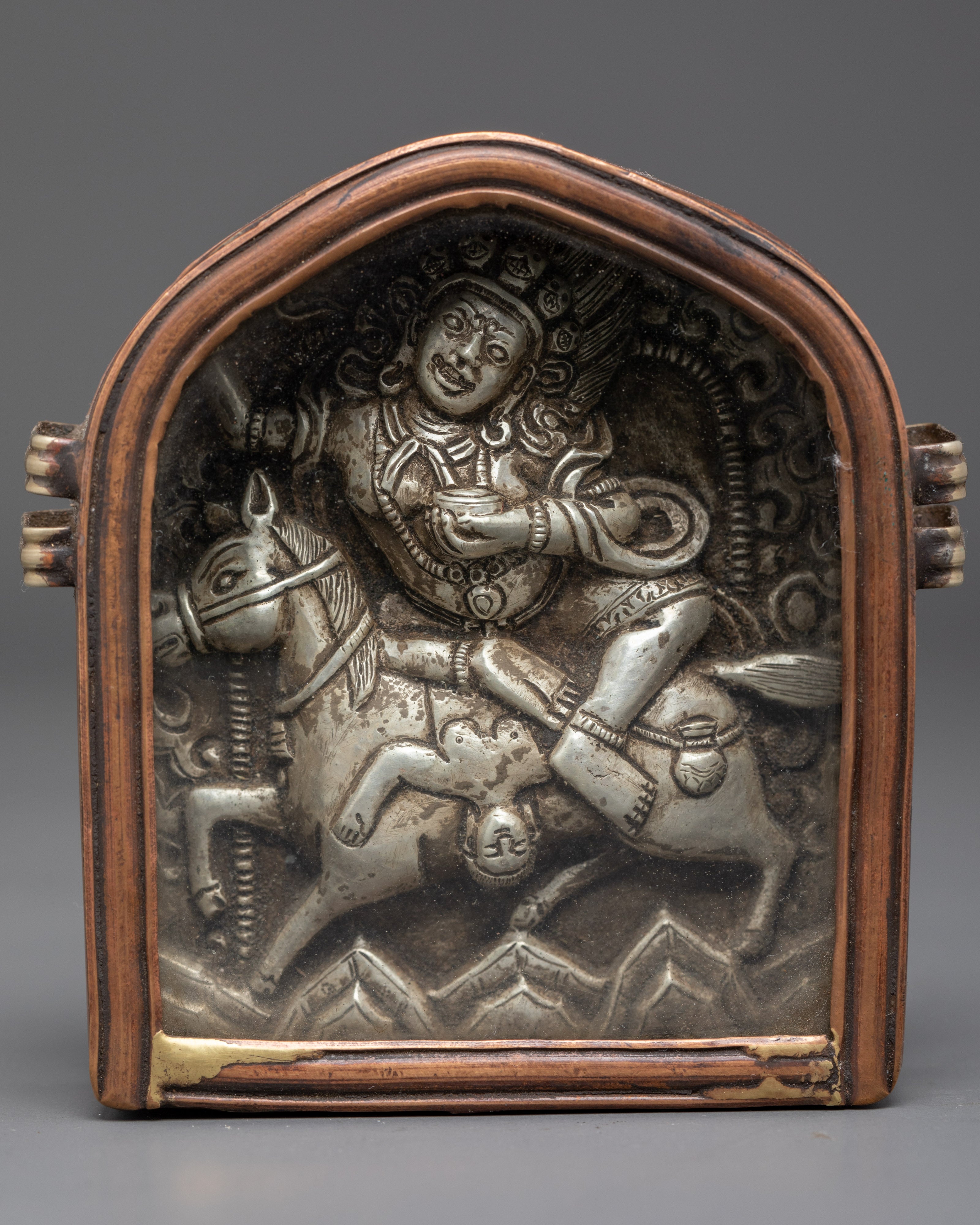 Sacred Buddhist Protective Amulet Case | Silver Repoussé Gau Box