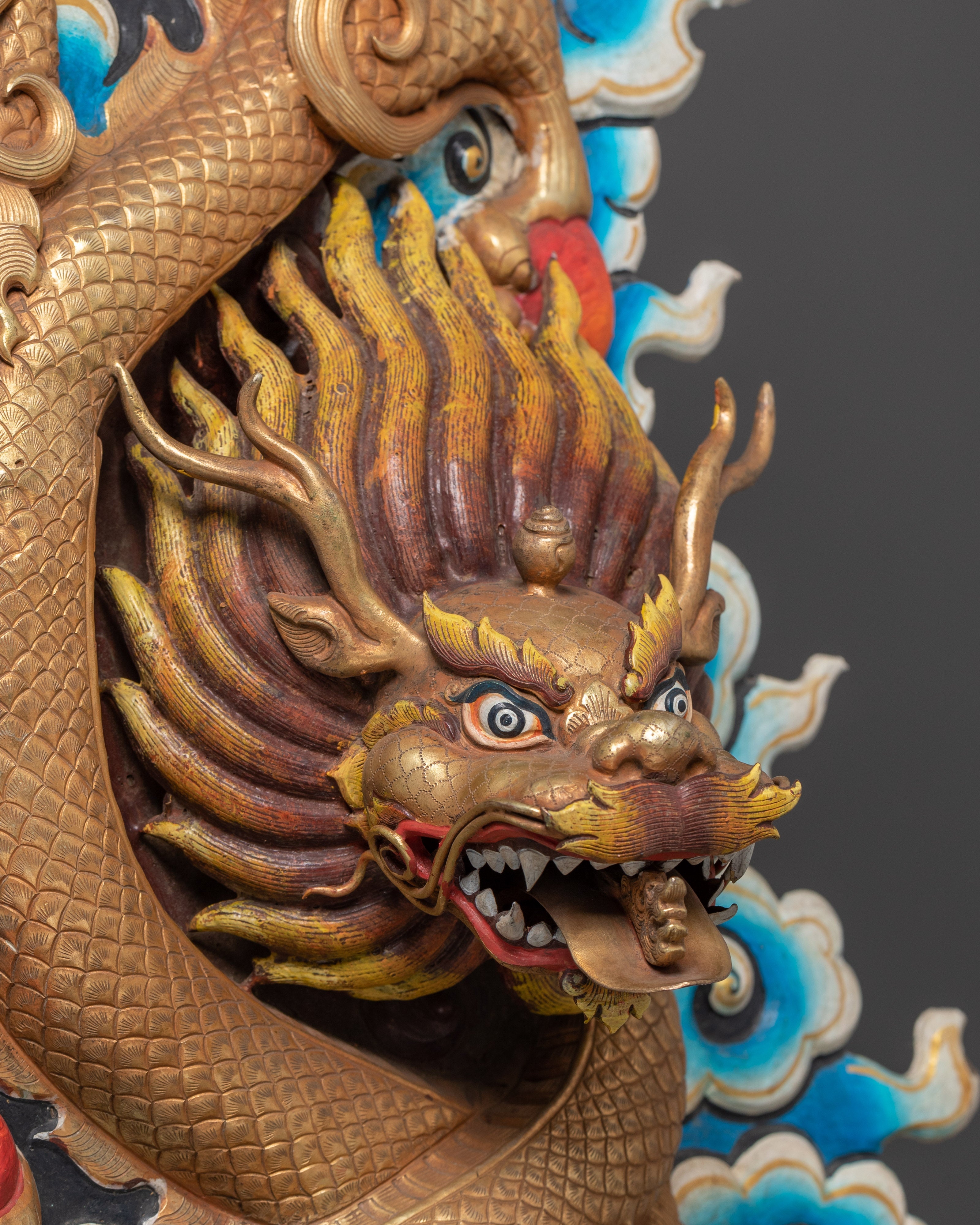 Handcrafted Dragon Wall Hanging | Intricate Cloud & Fire Design for Unique Home Decor