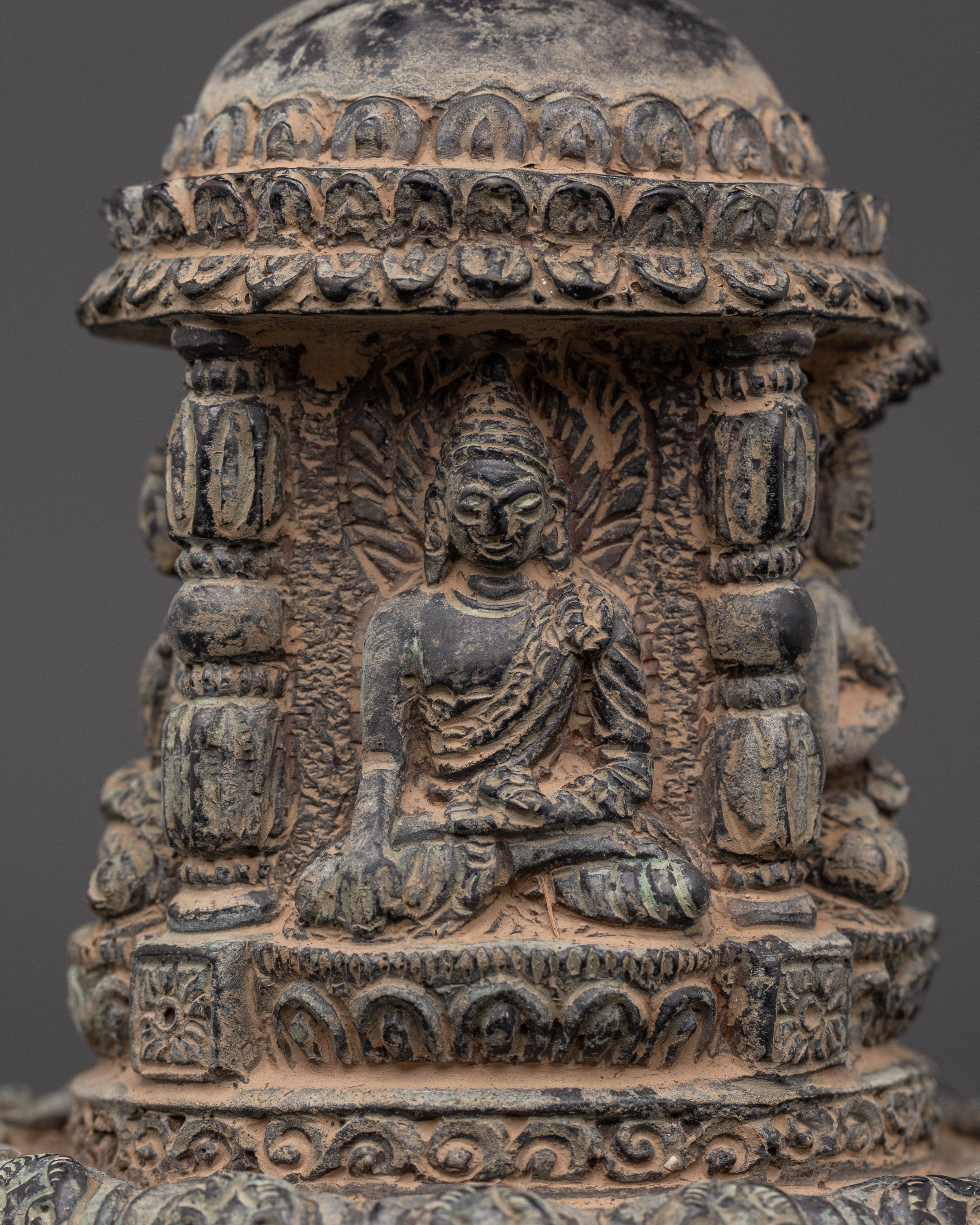 Handmade Ceremonial Buddhist Stupa | Copper Ritual Offering Sculpture for Meditation