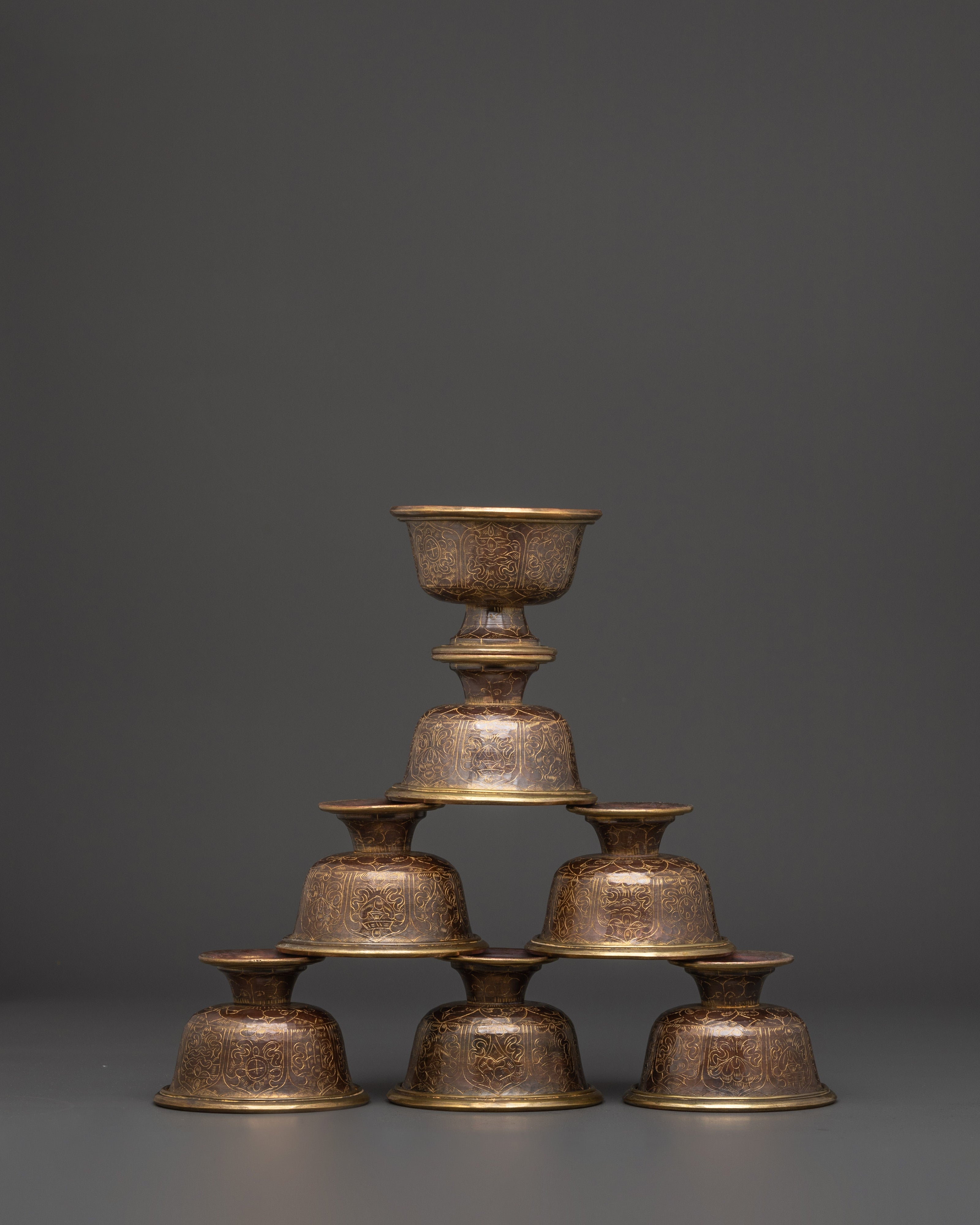 Seven Copper Bowls | Water Offering Bowls