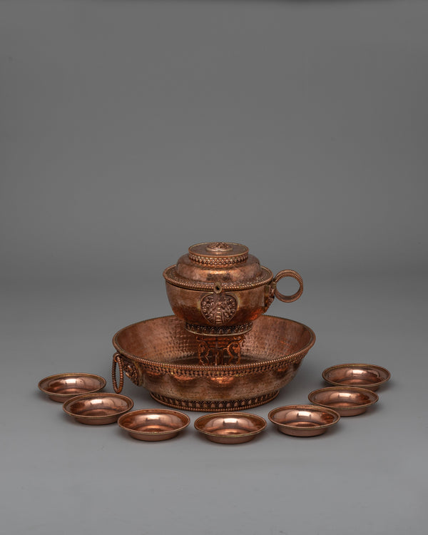 Copper Tibetan Water Offering Set 