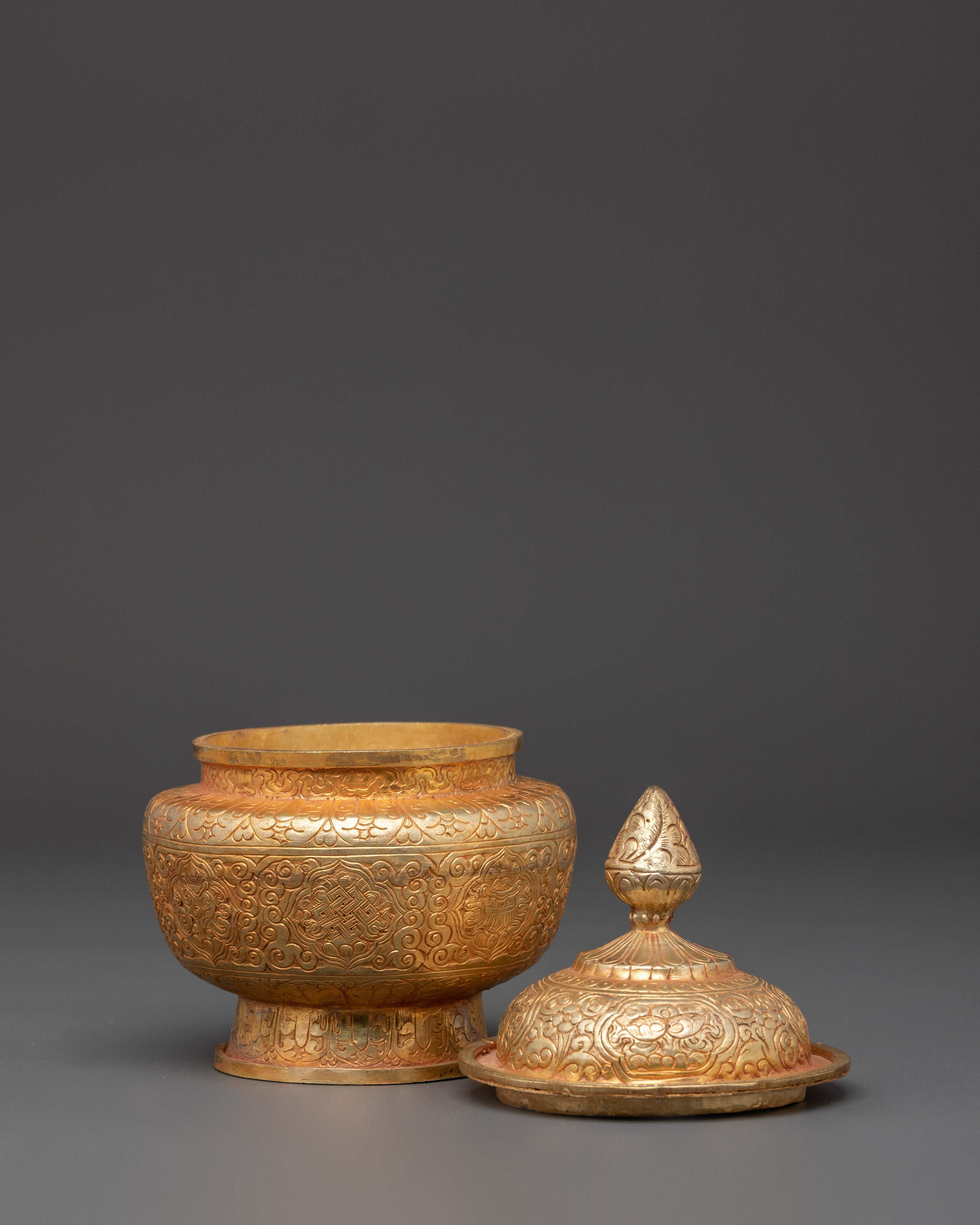 Buddhist rice offering pot | Tibetan Ritual Offering Pot for Buddhist Altar