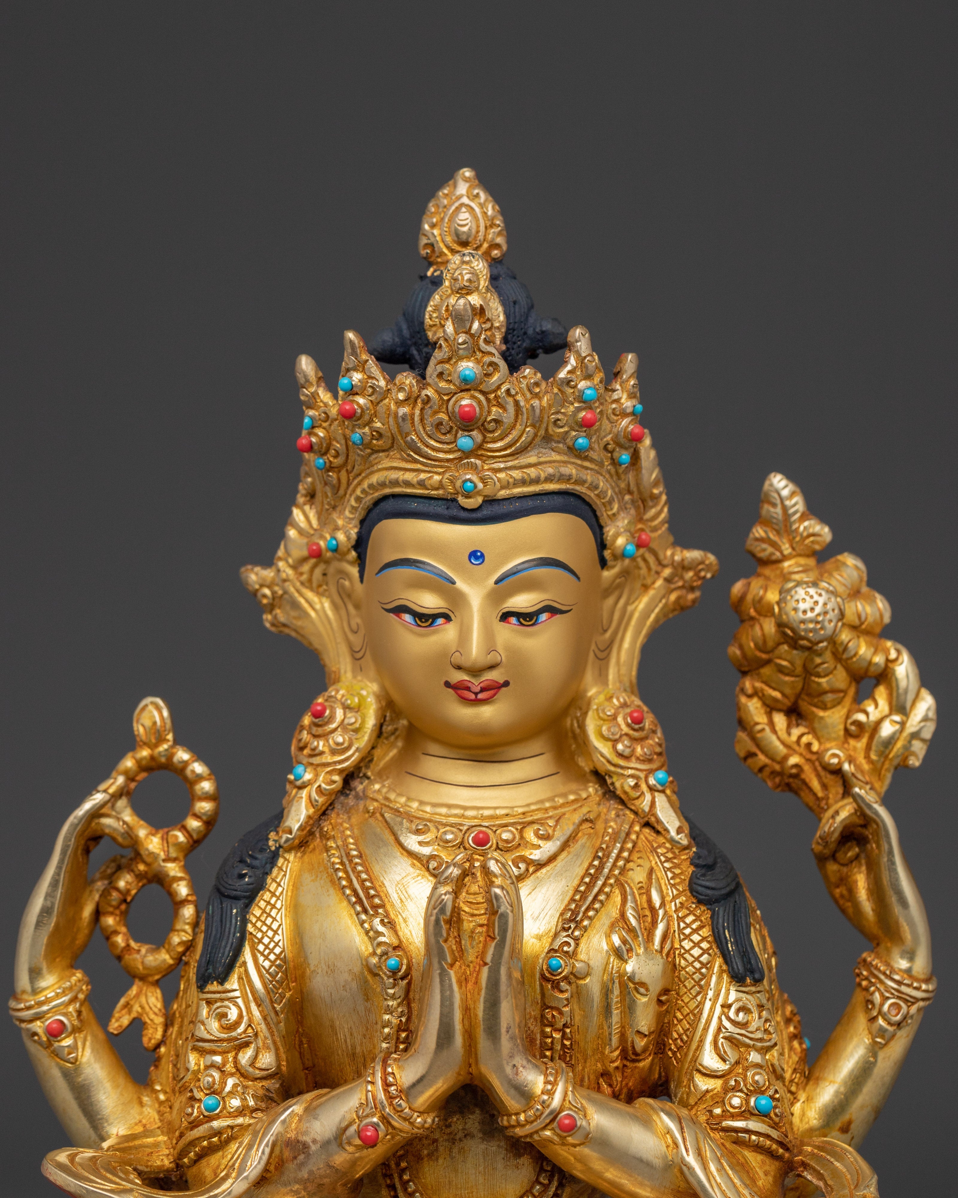 Handmade Buddha Artwork of Chenrezig | Protector and Healer in Tibetan Buddhism