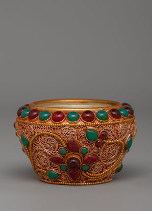 Tibetan Golpa Bowl with coral