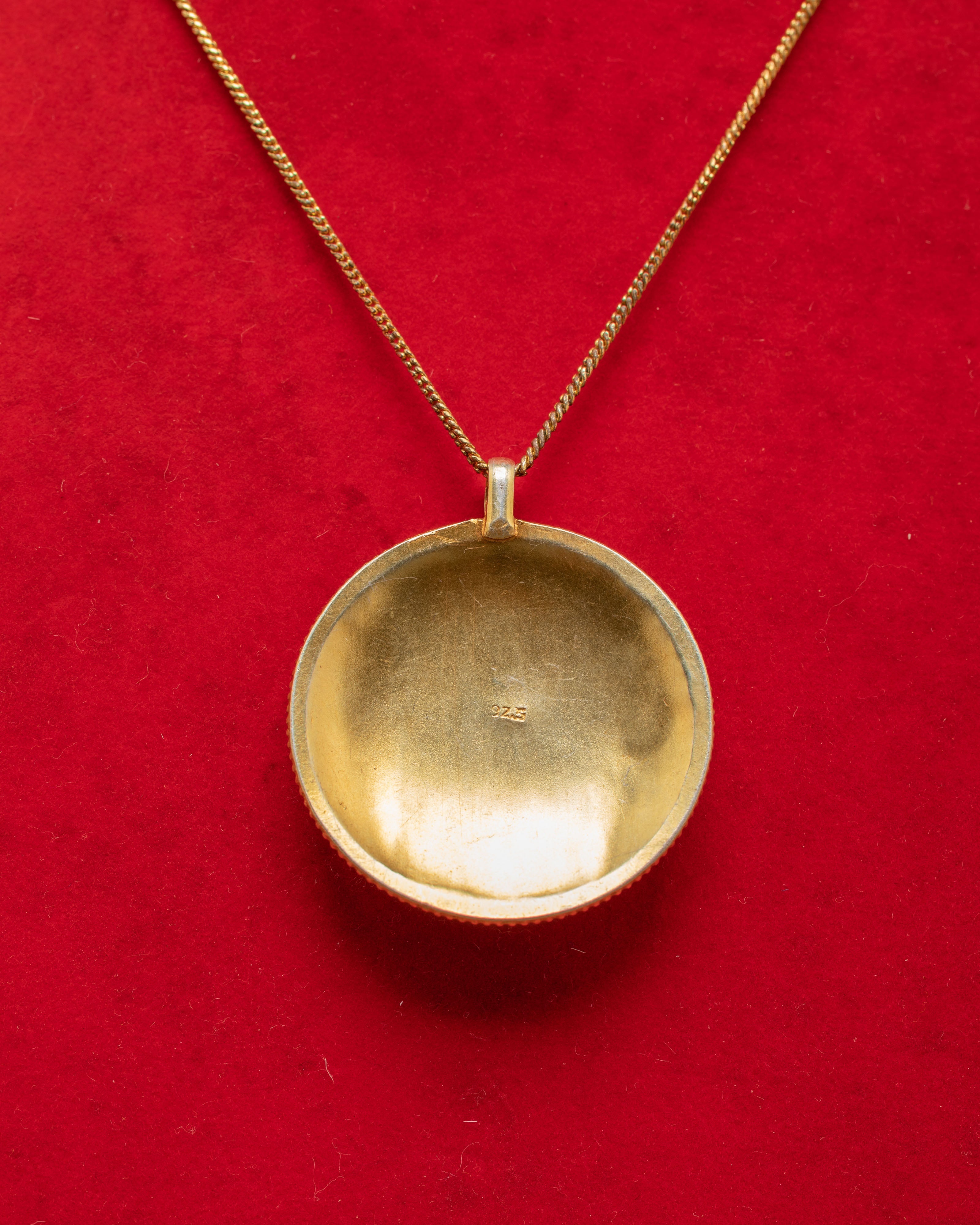 Gold Plated Pendant with Panna | Locket For Prosperity & Protection