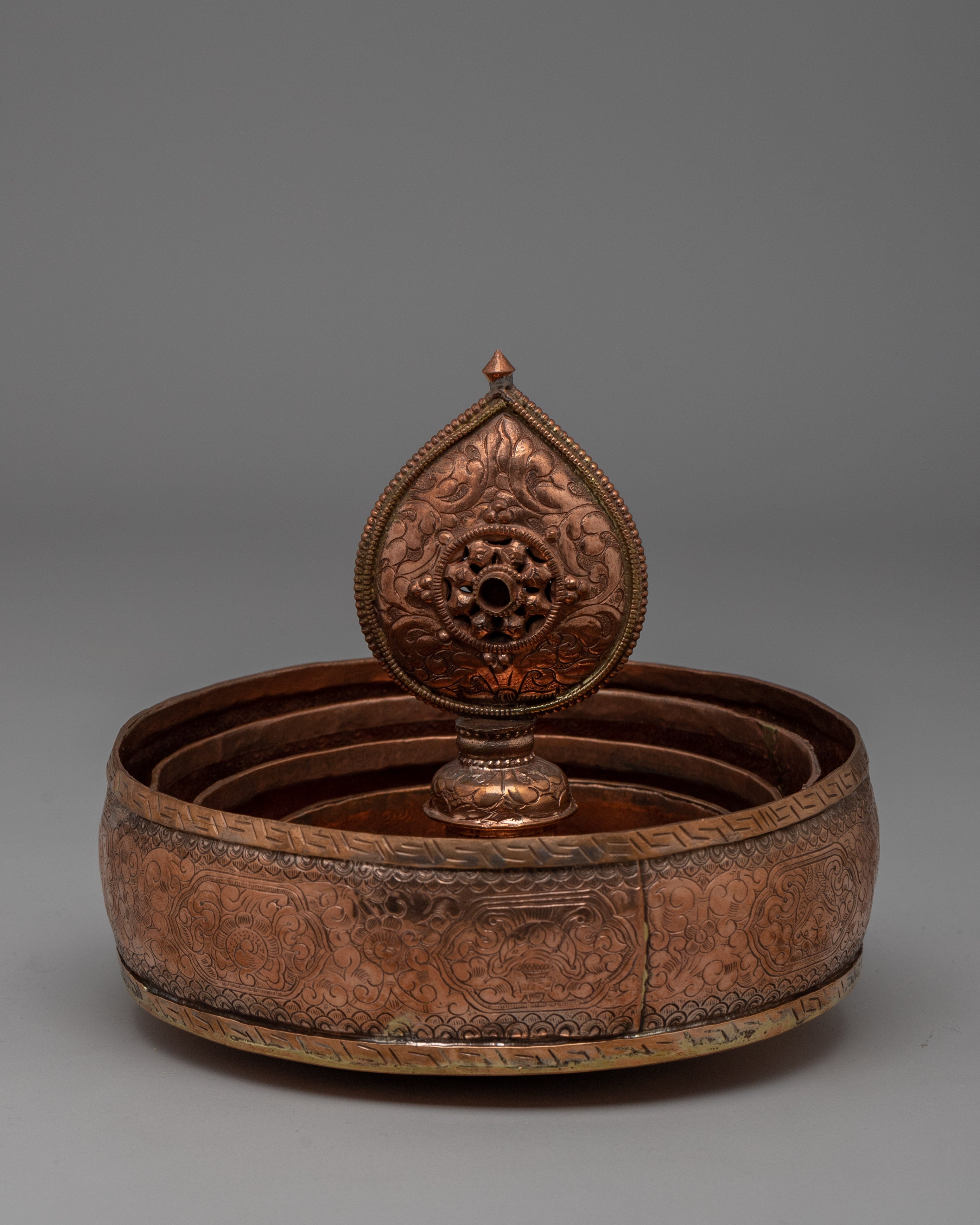 An Exquisite Copper Mandala Offering Set | Traditional TibetanCopper Mandala