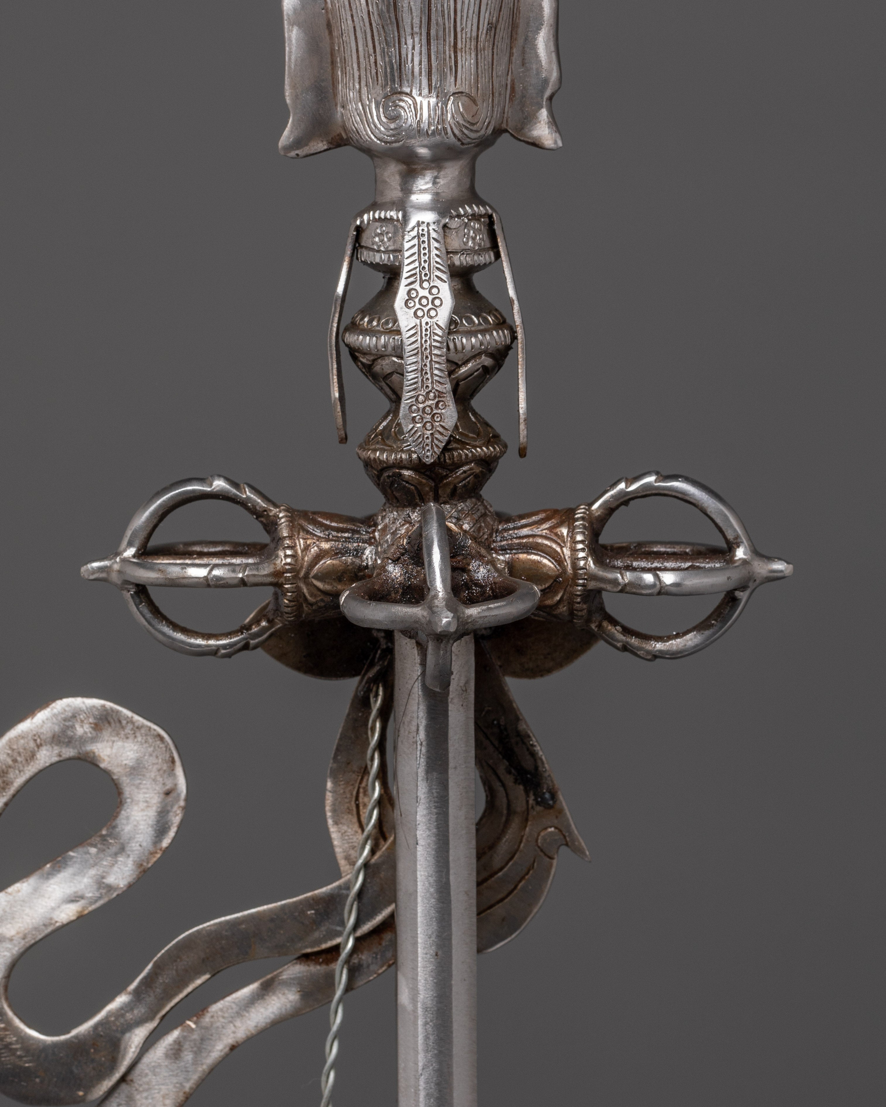 Traditional Tibetan Buddhist Khatvanga | Sacred Ritual Trident Staff